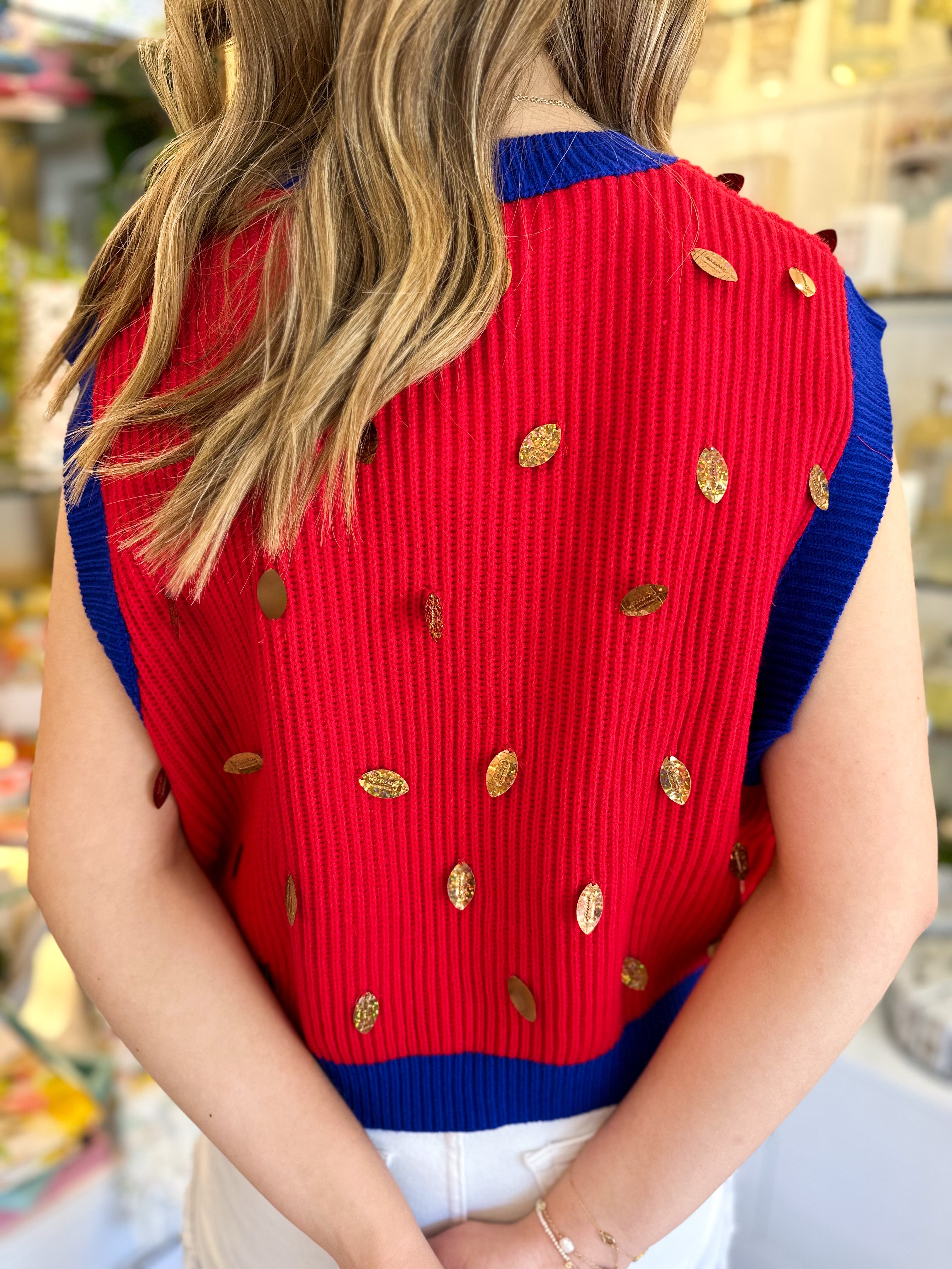 Red & Royal Down Set Sparkle Vest | Queen Of Sparkles