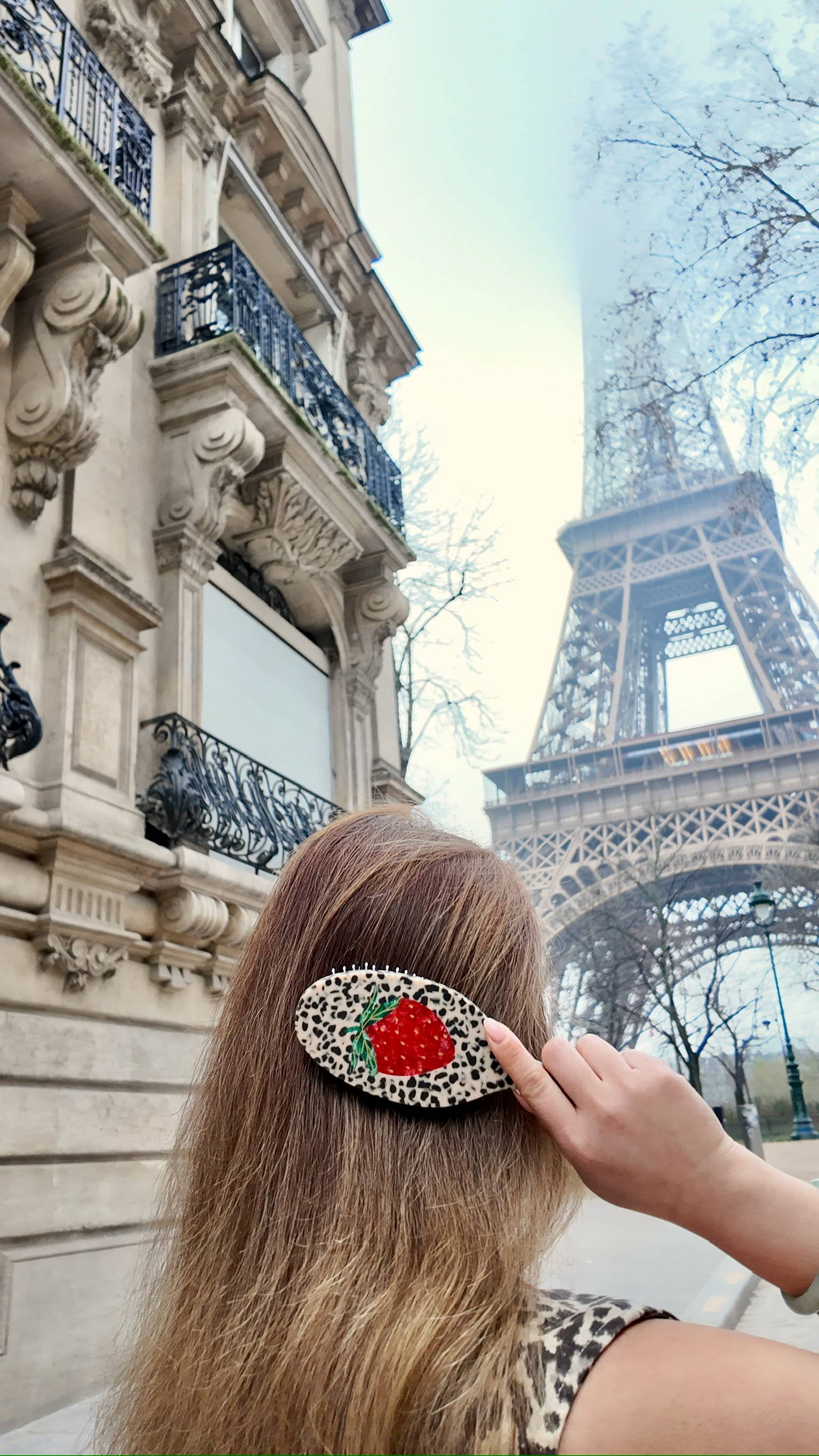 Hand-painted Strawberry Acetate Hair Brush