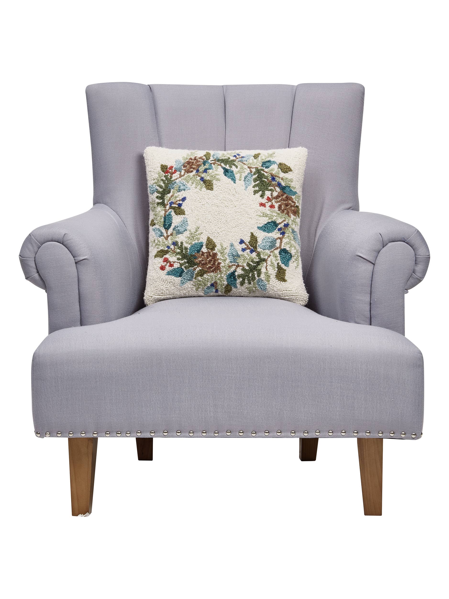 Holly Wreath Hook Pillow