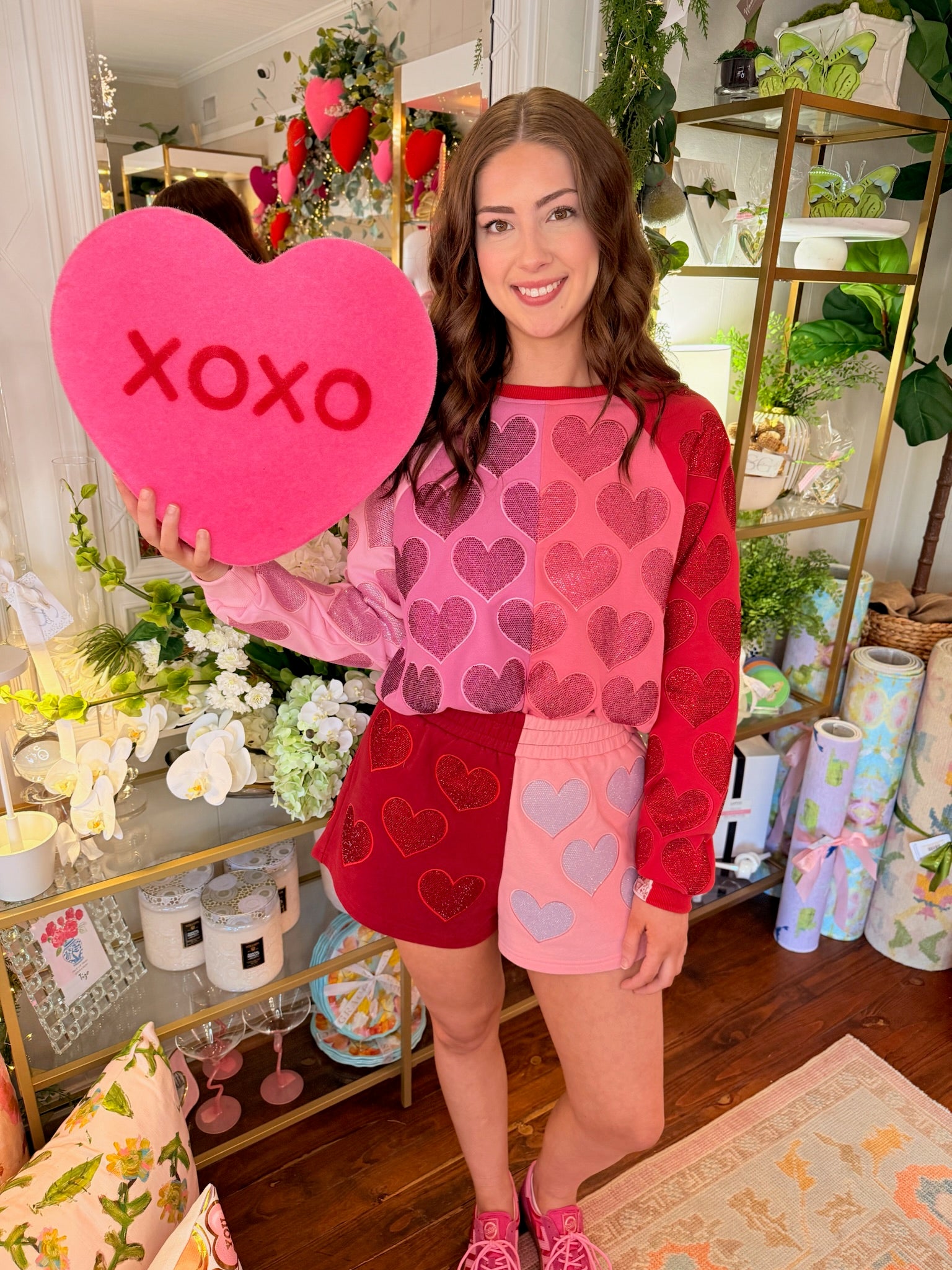 Colorblock Rhinestone Hearts Short | Queen of Sparkles