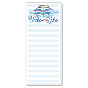 Handpainted Wake at the Lake Ski Boat Skinny Notepad | Rosanne Beck