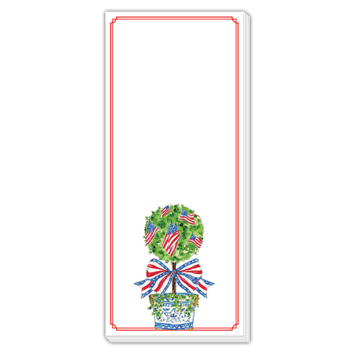 Handpainted Patriotic Topiary Skinny Notepad | Rosanne Beck