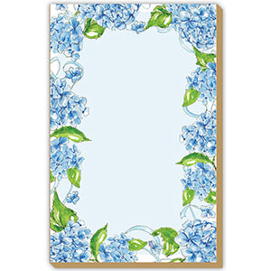 Handpainted Blue Garden Party Hydrangeas Luxe Large Notepad | Rosanne Beck