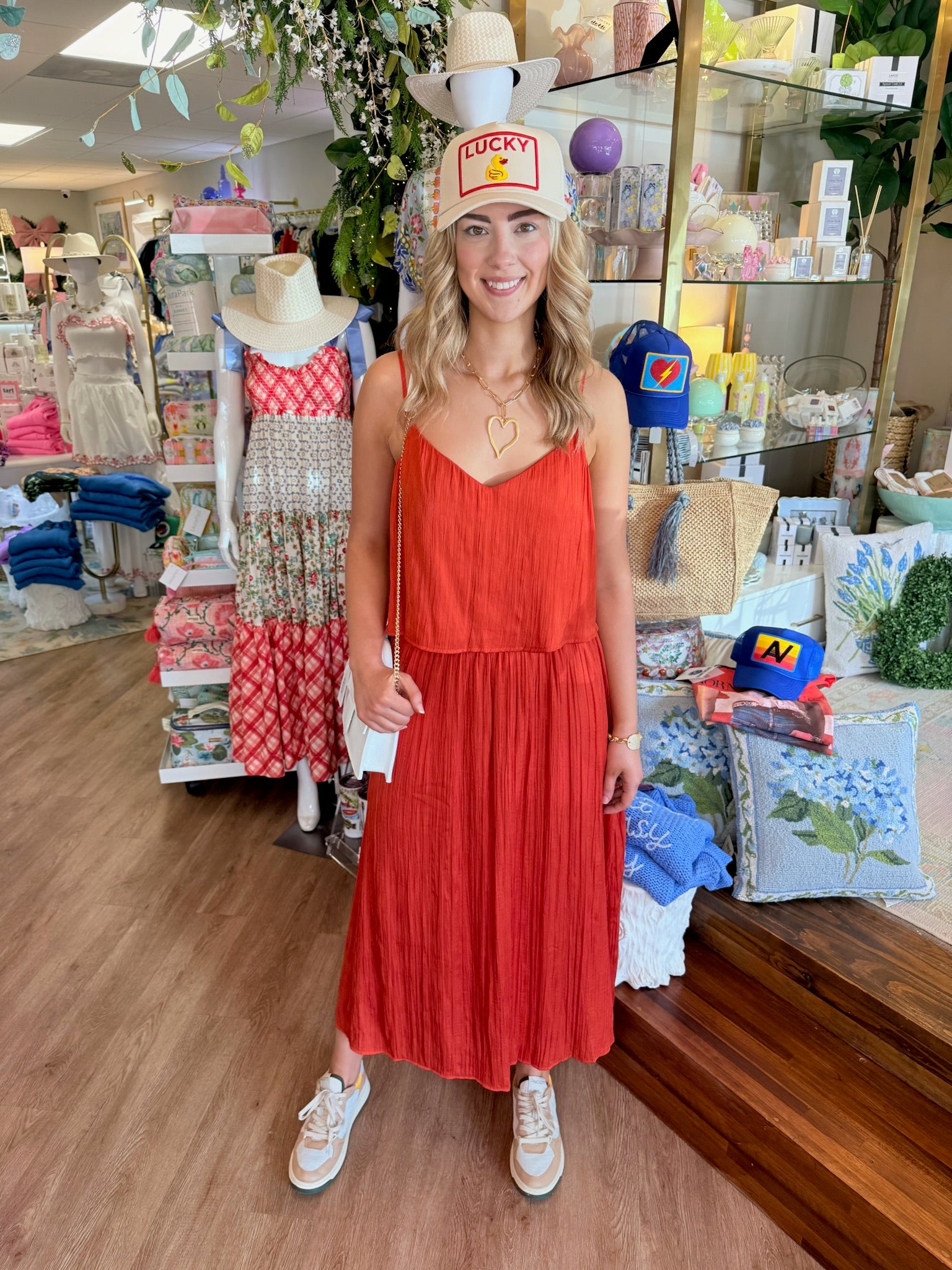 Fiore Crinkle Satin Crop Tank - Cabana Red | Z Supply