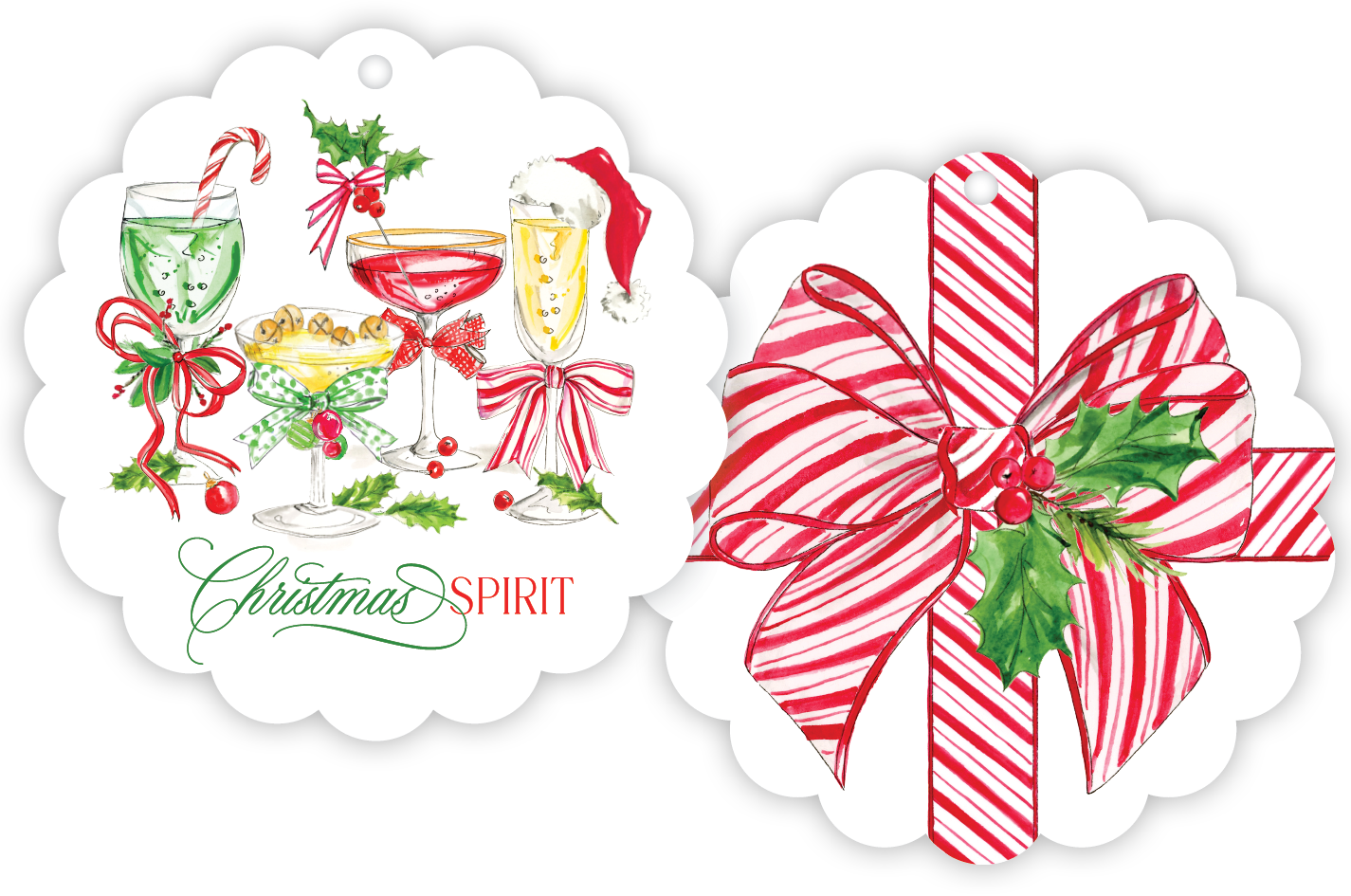 Christmas Spirit Red & Green Cocktails Gift Tags