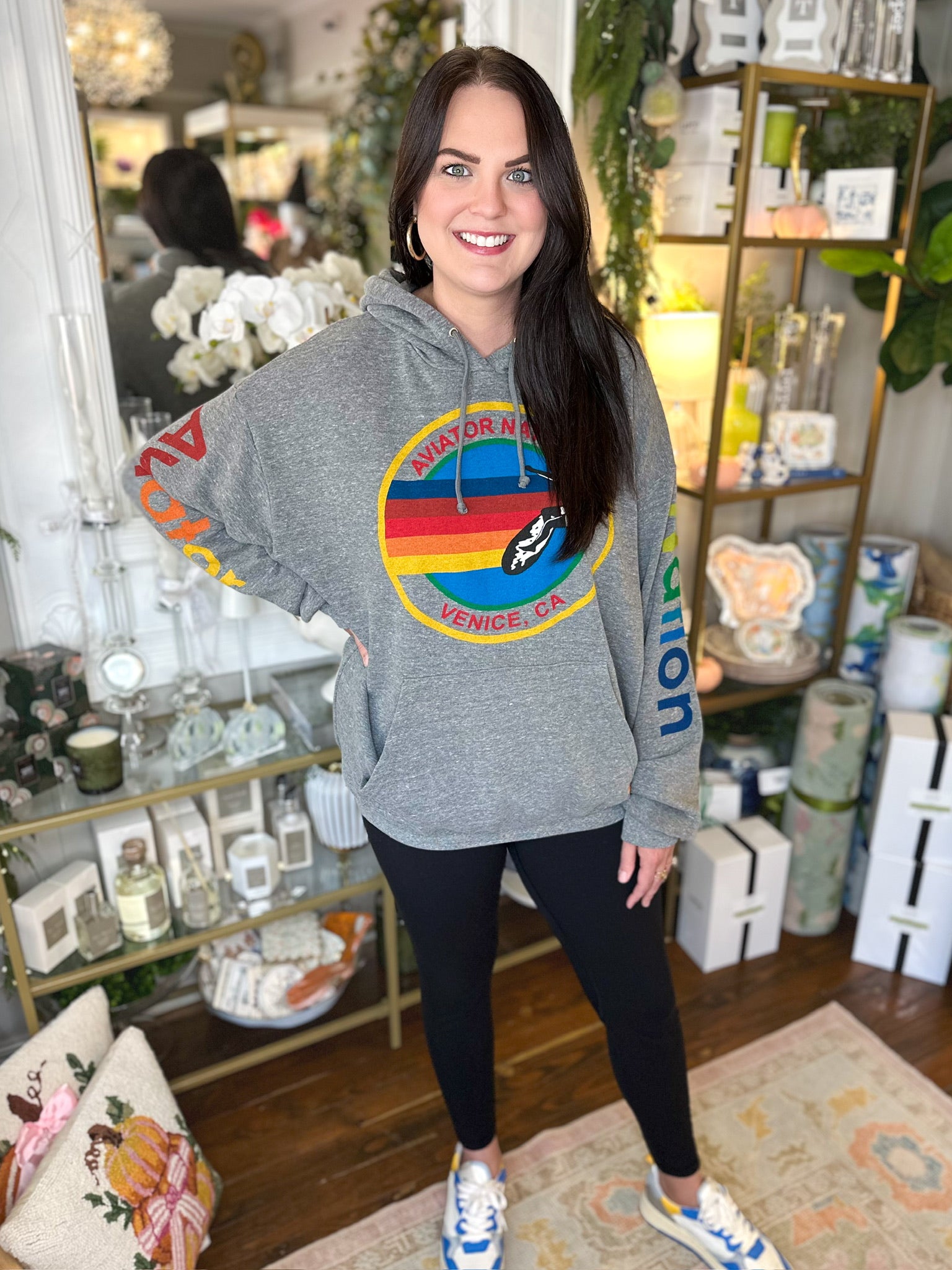 Logo Pullover Relaxed Hoodie Heather Grey Aviator Nation