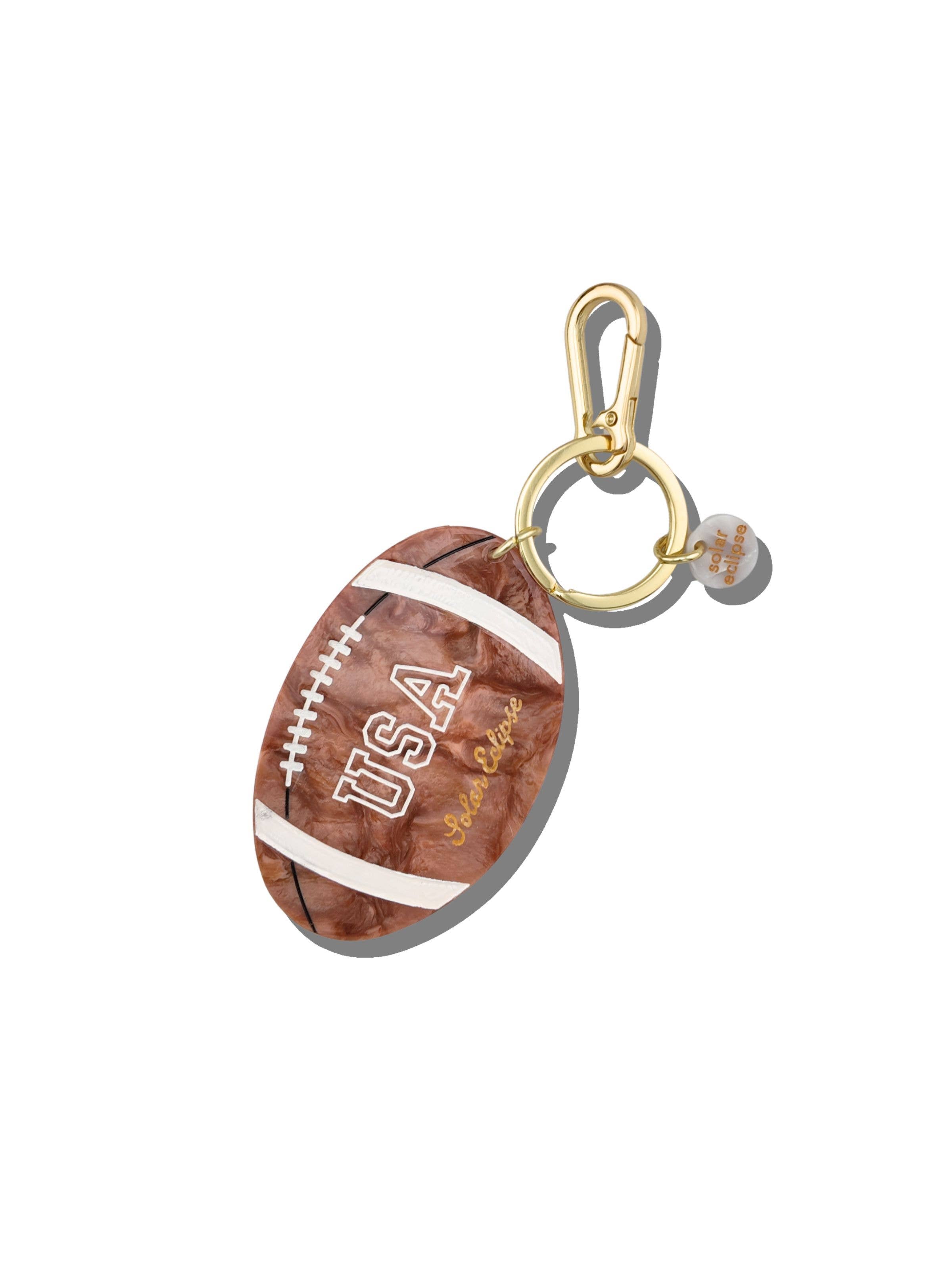 Hand-painted Vintage Football Bag Charm + Keychain | Solar Eclipse