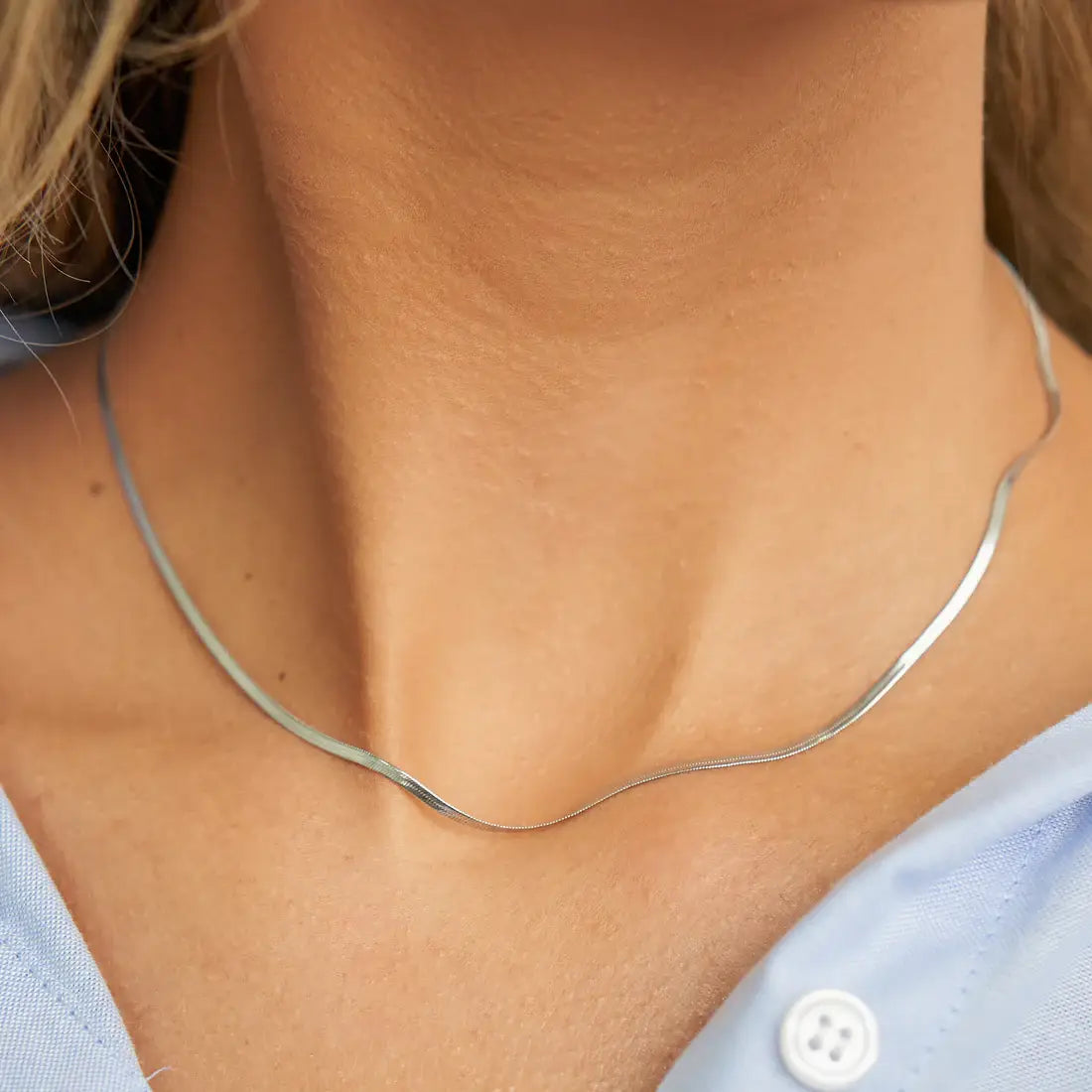 Silver Micro Herringbone Necklace | Brenda Grands