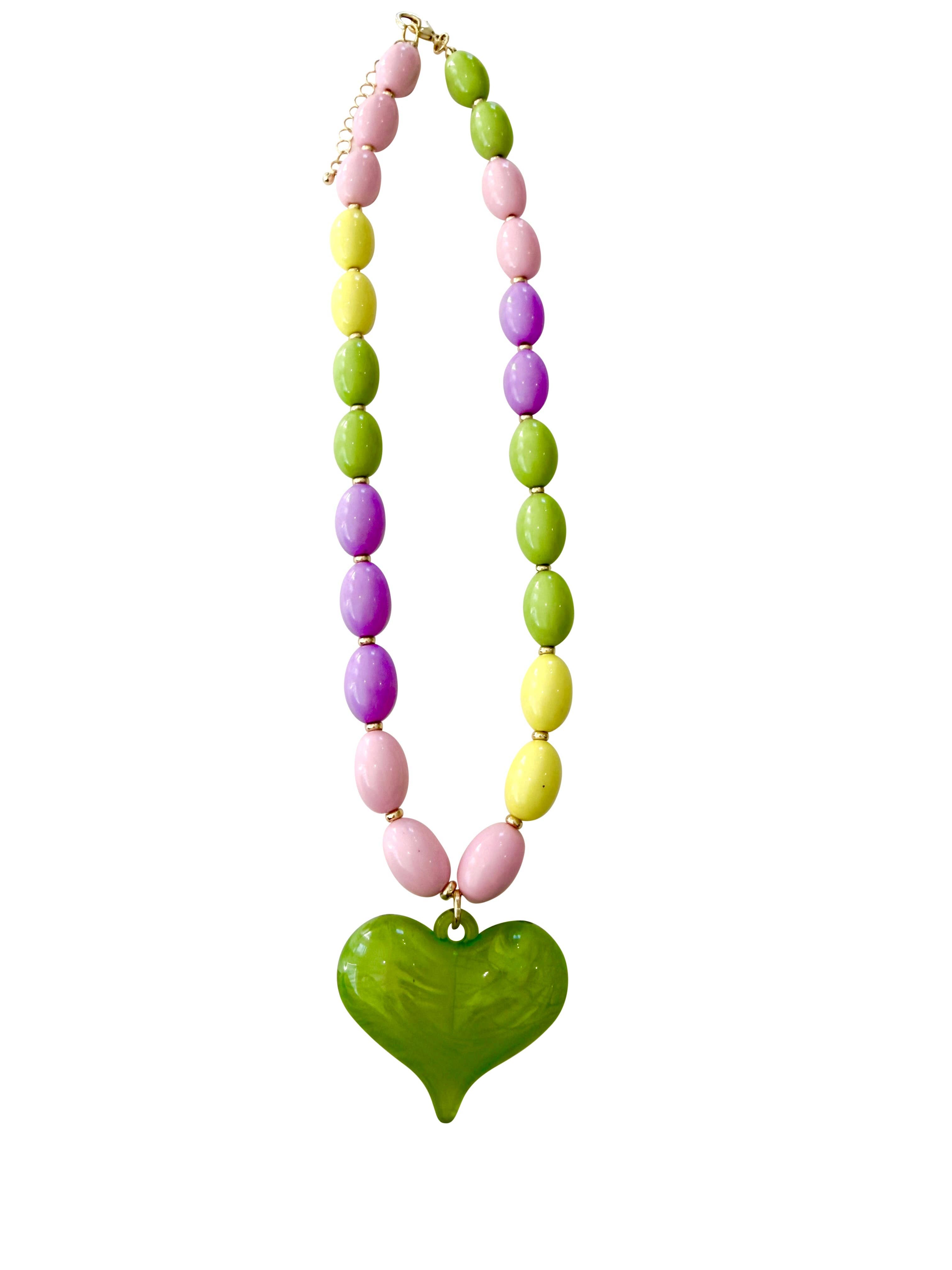 Roxie Beaded Necklace with Heart Charm