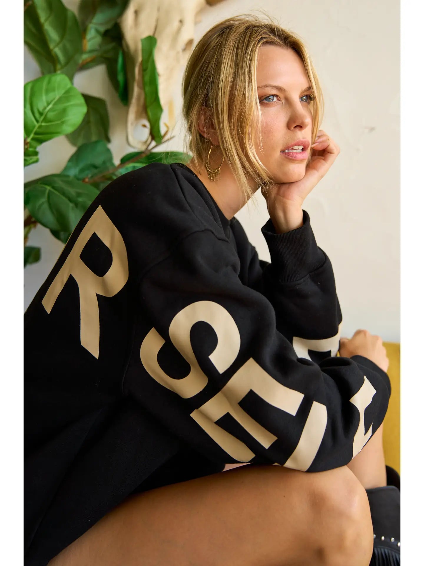 Be Yourself, Love Yourself Printed Oversized Sweatshirt