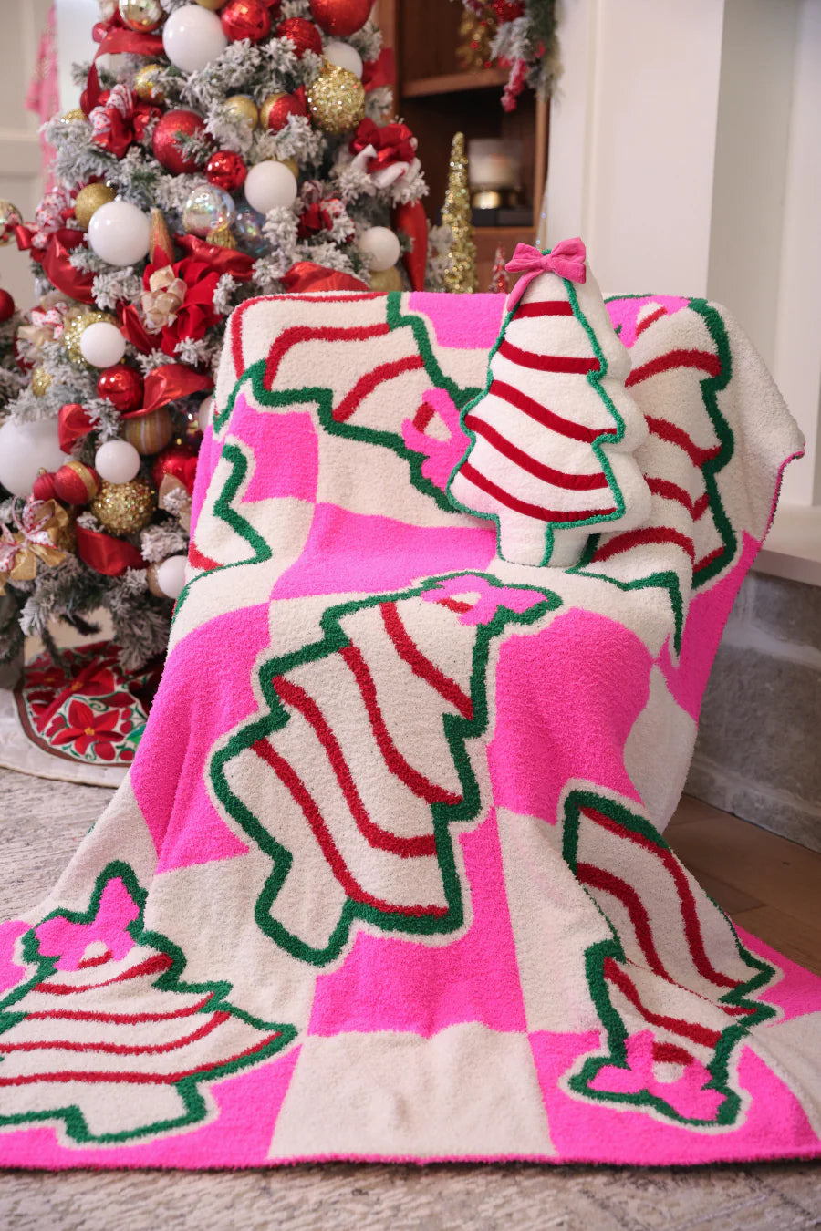 Checkered Bow Christmas Treat Blanket