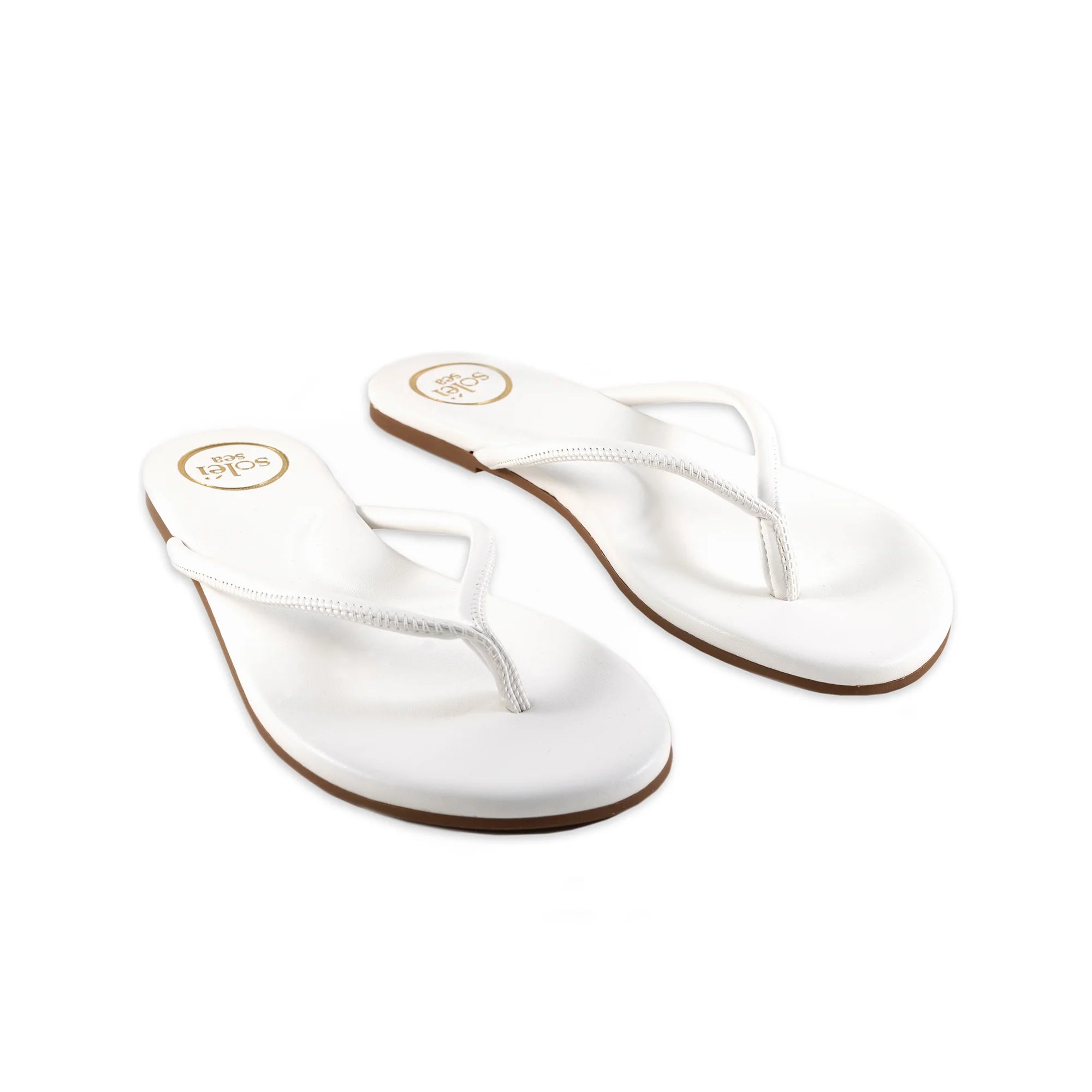 Vivie Stitch Strap Sandal - White | Soléi Sea