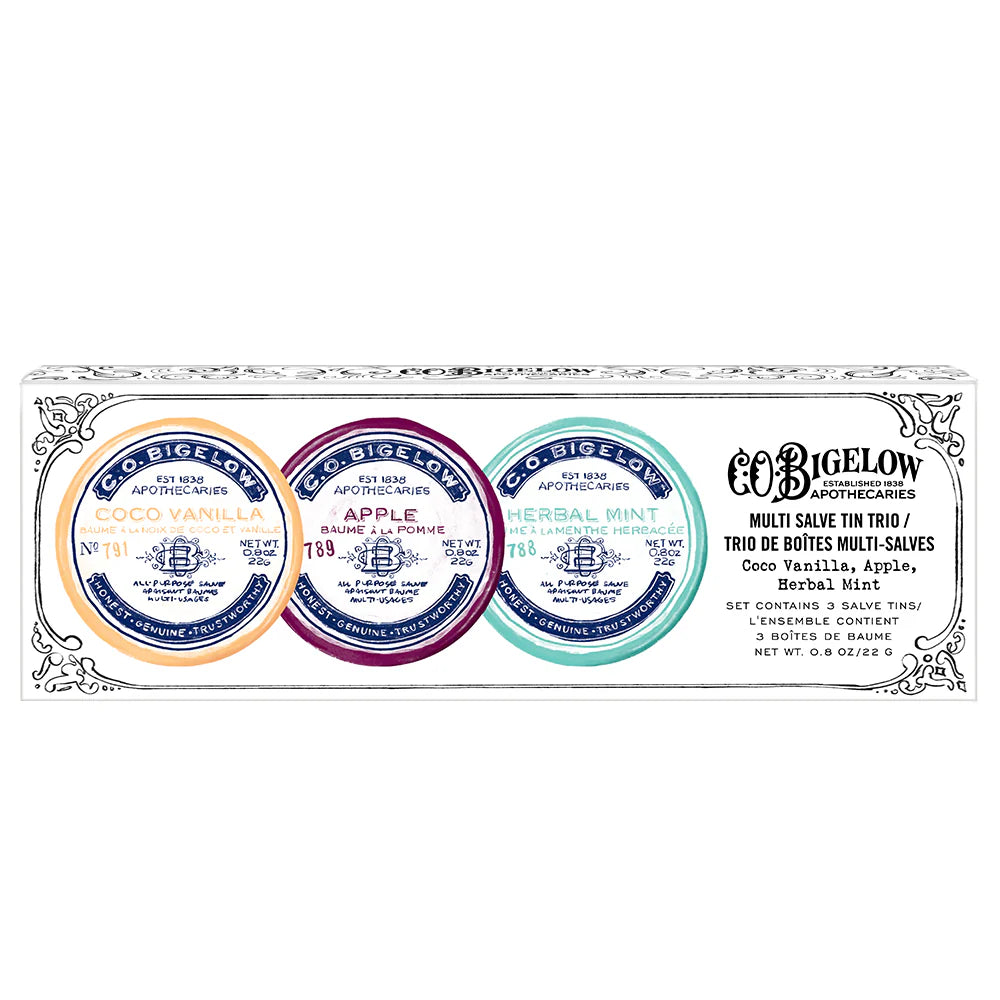 Assorted Salve Tin Trio (Coco Vanilla, Apple, Herbal Mint) | C.O. Bigelow