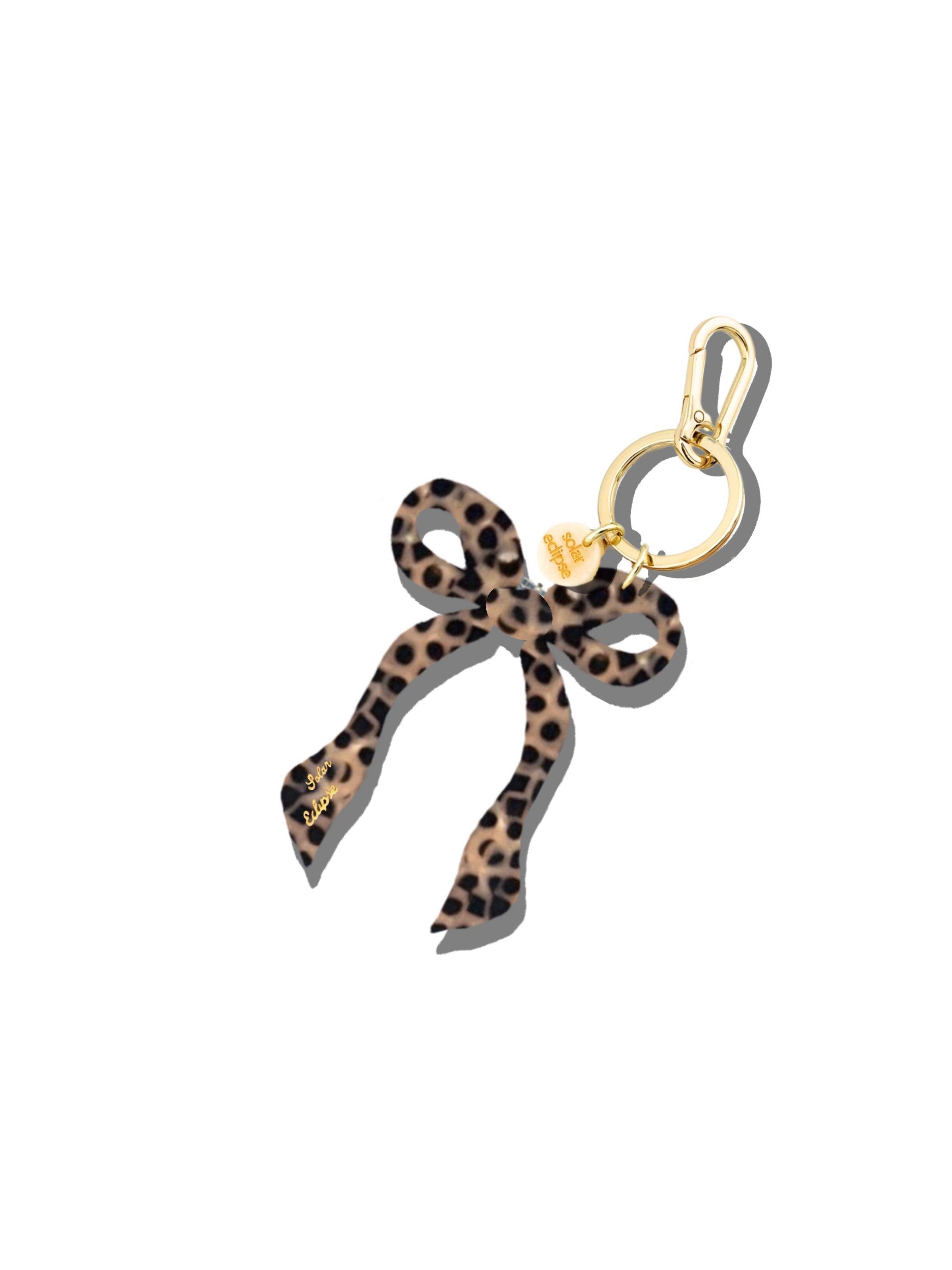 Hand-painted Coquette Bow Bag Charm + Keychain | Solar Eclipse