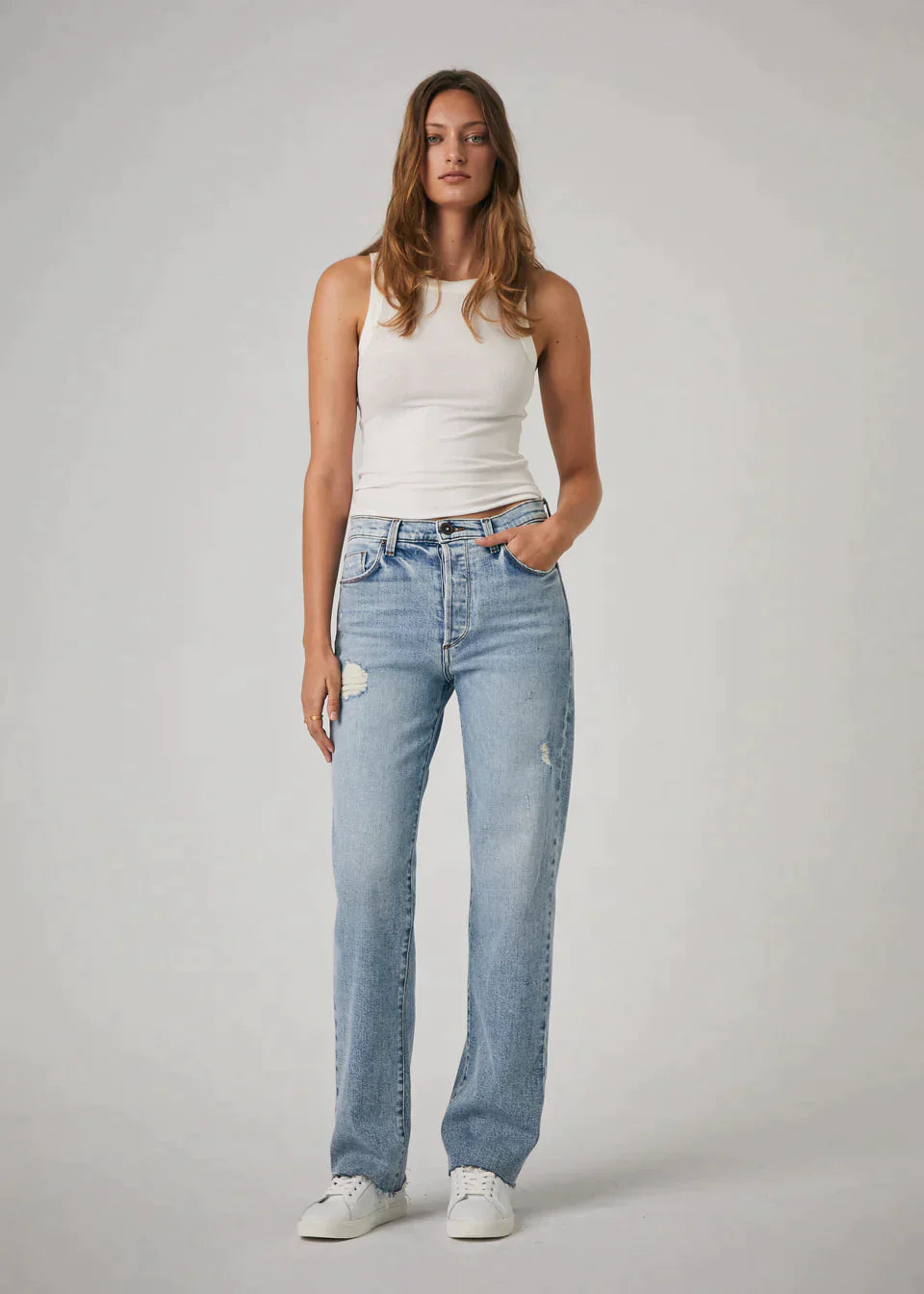 Vincent High Rise Button Fly Long Wide Leg Jeans | Edyson