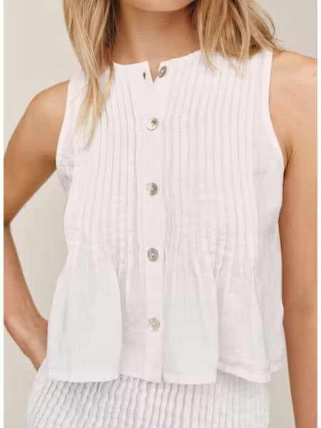 Sleeveless Pintuck Top - White | Bella Dahl