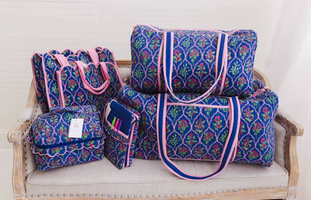 Midnight Luxe | Quilted Ruffle Cosmetic Bags