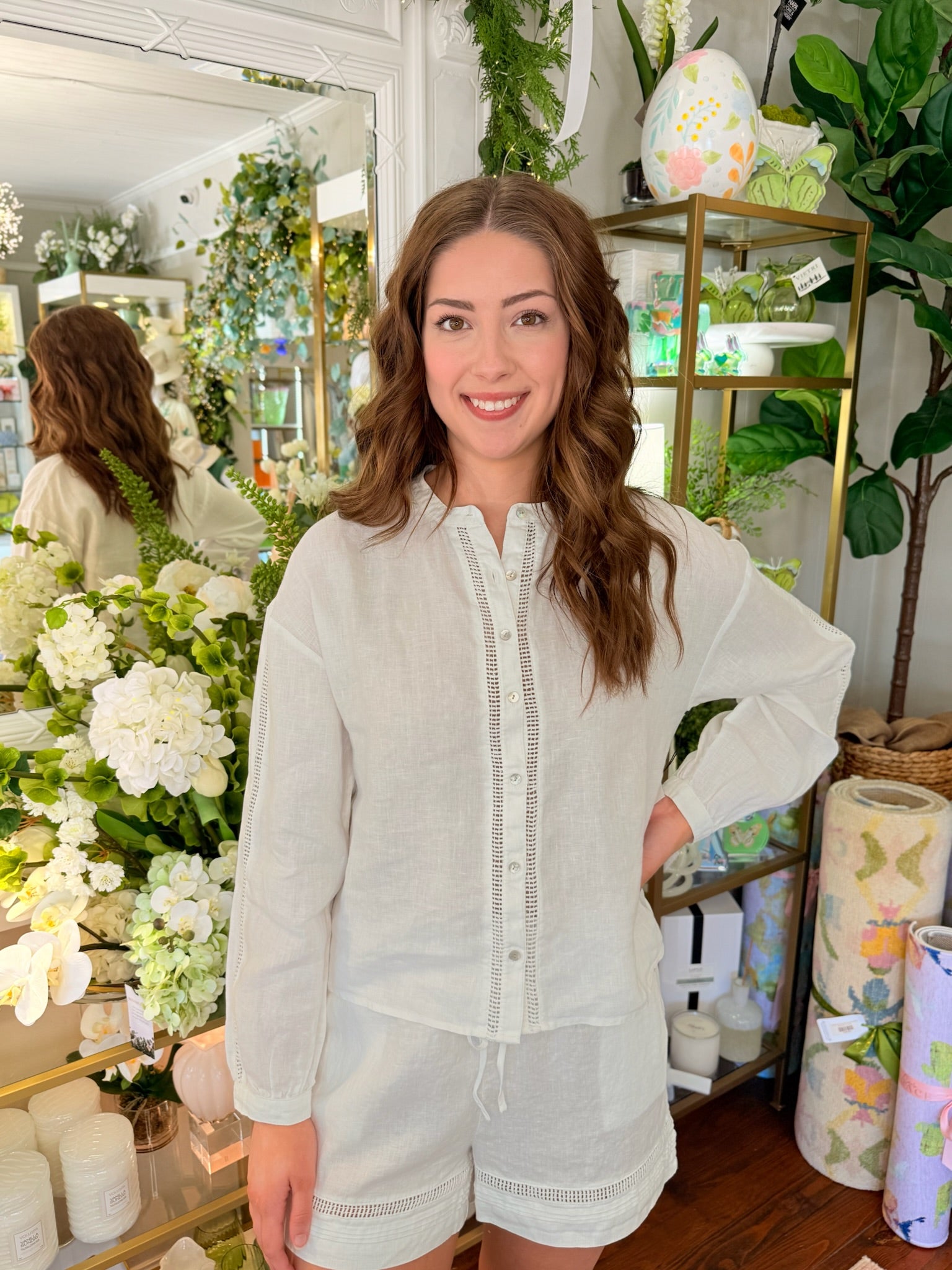 Mandarin Collar Trimmed Button Down | Bella Dahl