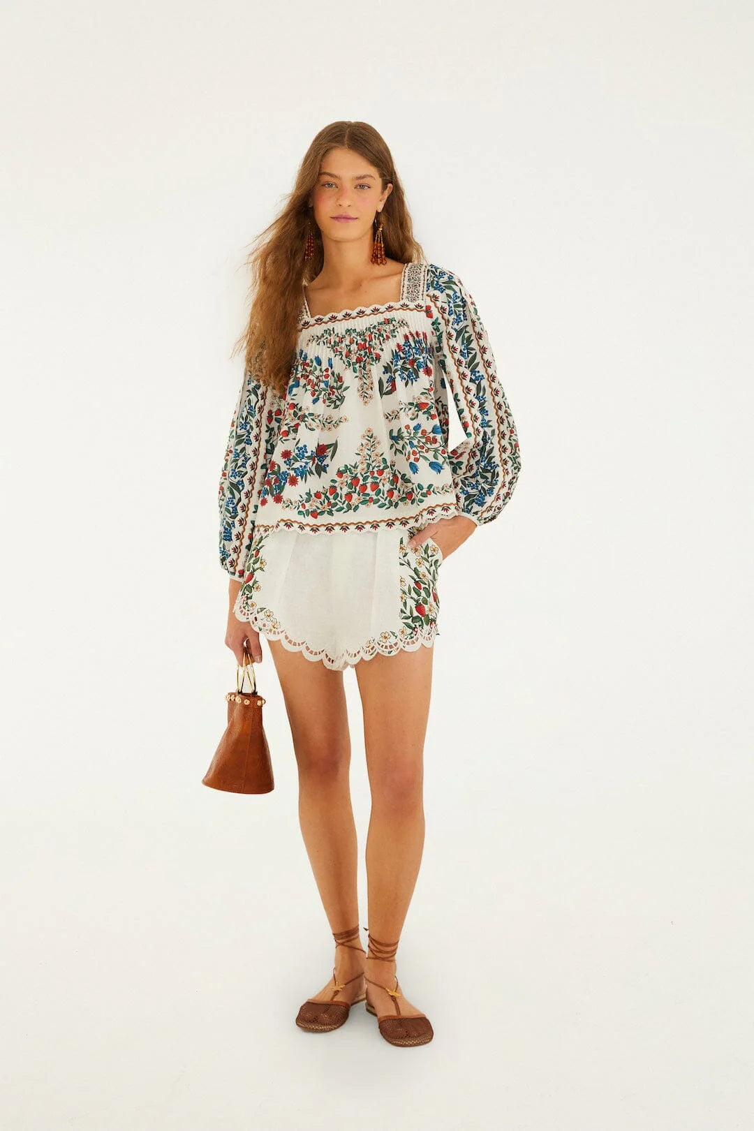 Richelieu Linen Running Shorts - Off-White Fruit Beauty | Farm Rio
