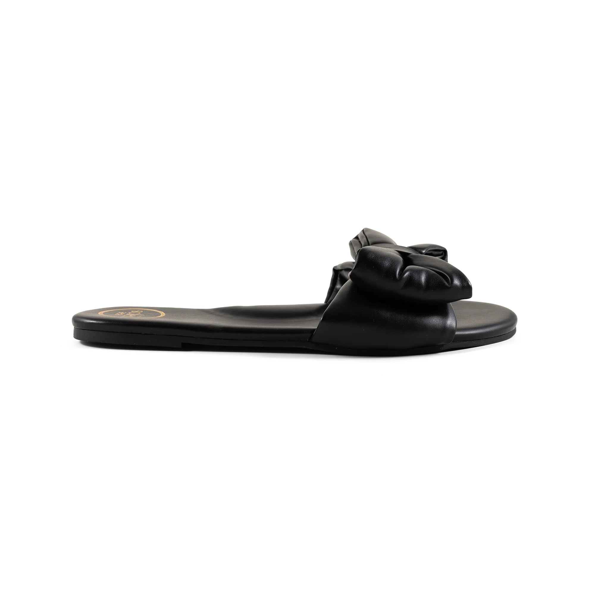 Rafie Bow Slide Sandal - Black | Soléi Sea