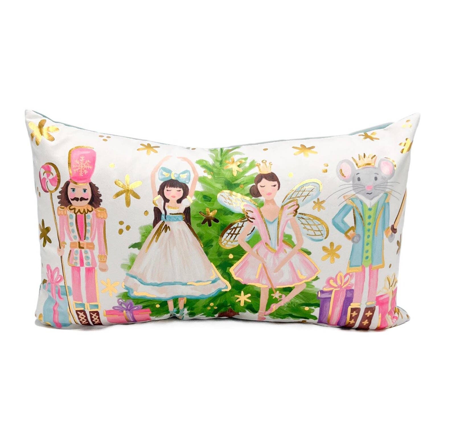 Gold Foil Nutcracker Ballet Velvet Pillow