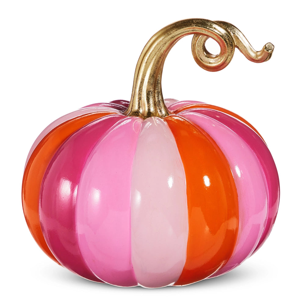 Pink and Orange Stripe Pumpkin (10.5")