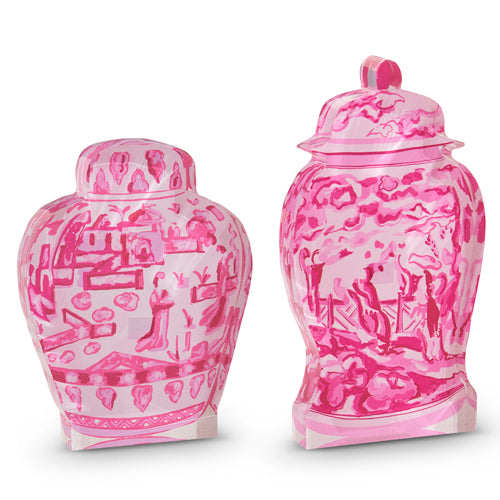 Pink Chinoiserie Ginger Jar Acrylic Block