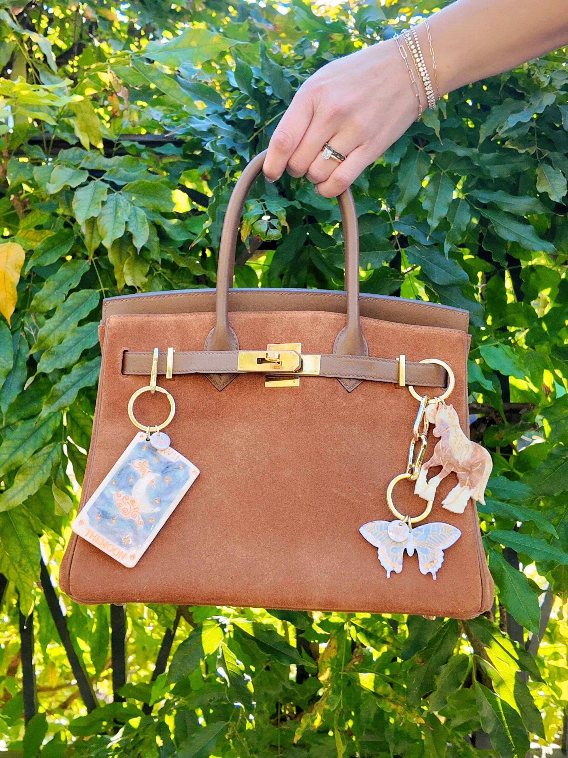 Hand-painted Swallowtail Bag Charm + Keychain | Solar Eclipse