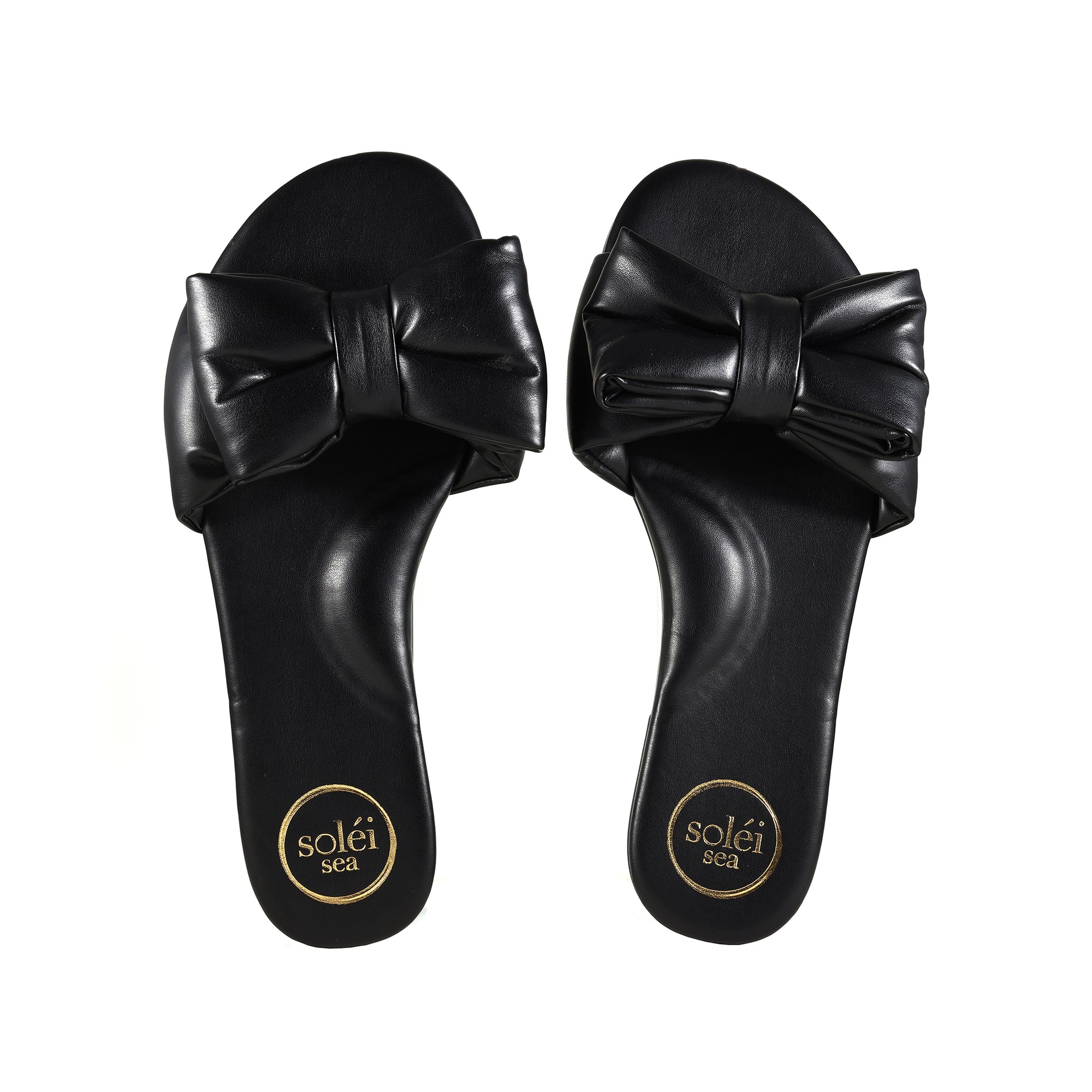 Rafie Bow Slide Sandal - Black | Soléi Sea