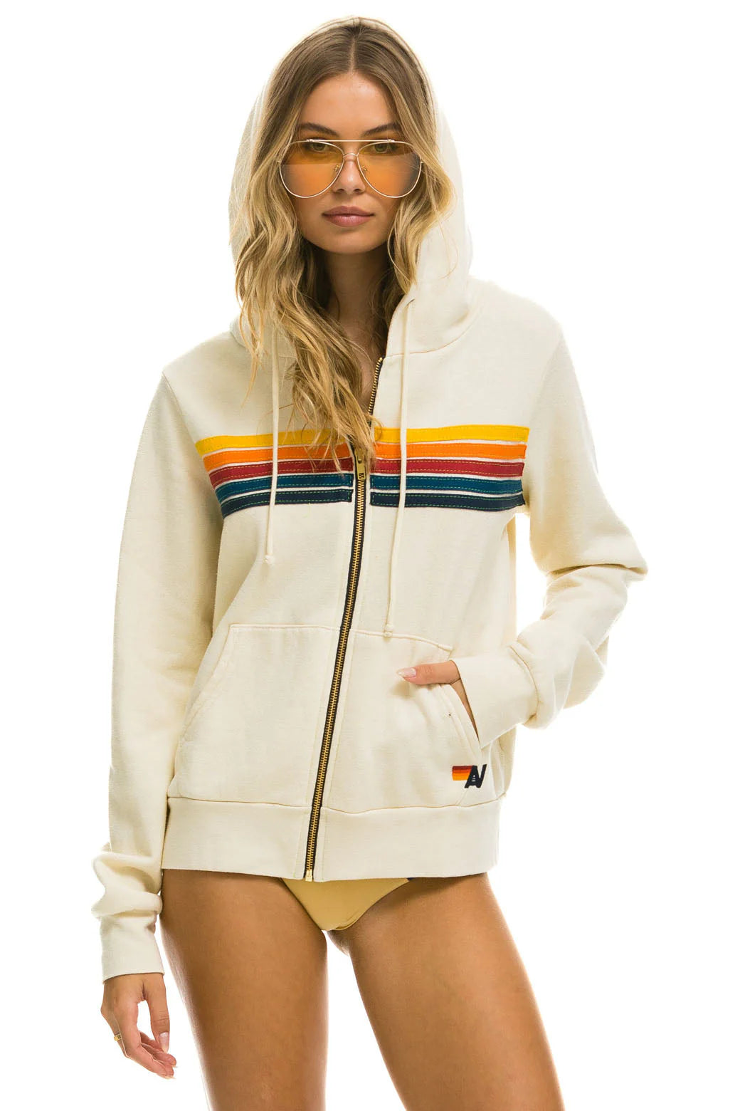 5 Stripe Hoodie - Vintage White | Aviator Nation