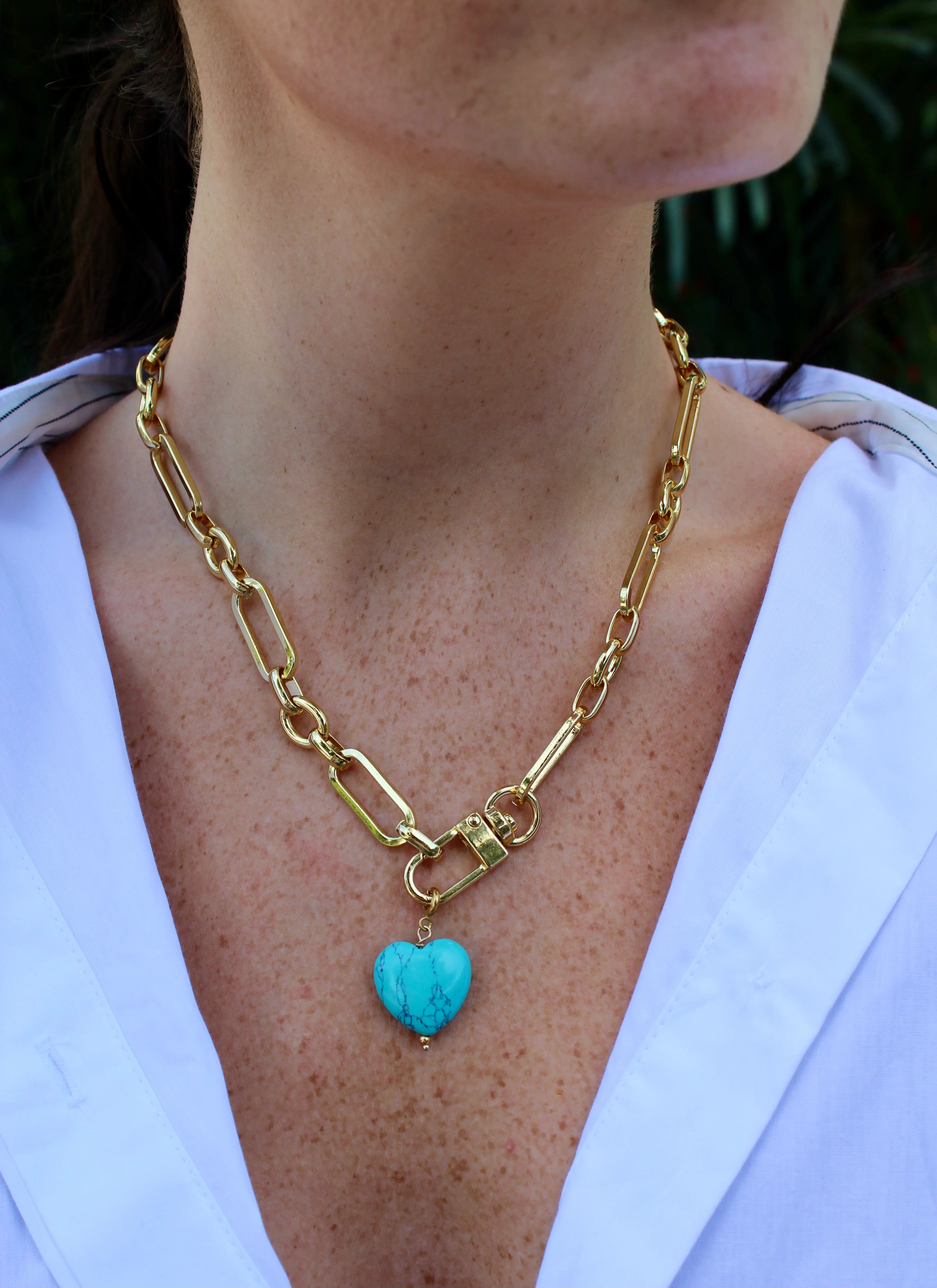 Marble Heart Charm Necklace