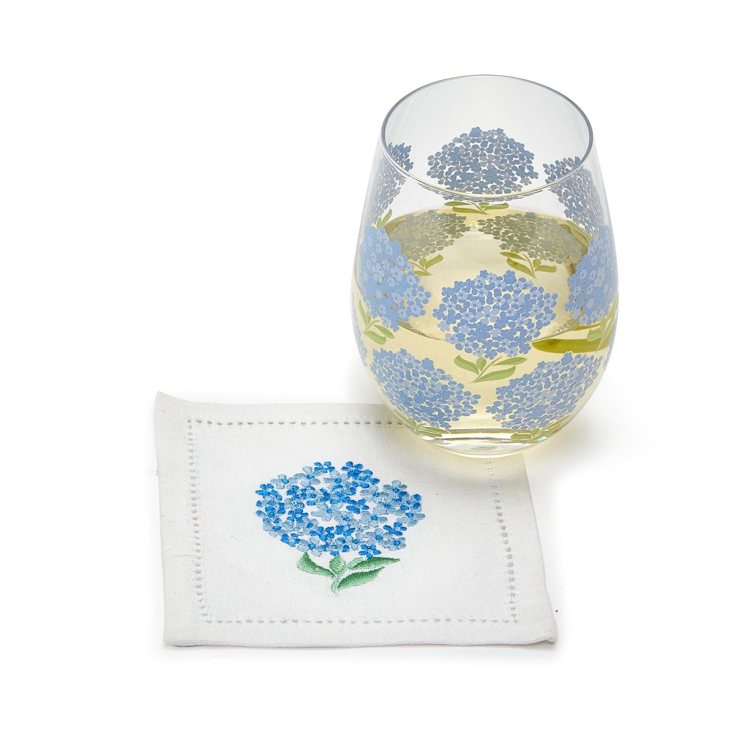Hydrangea Stemless Wine Glass (16oz)