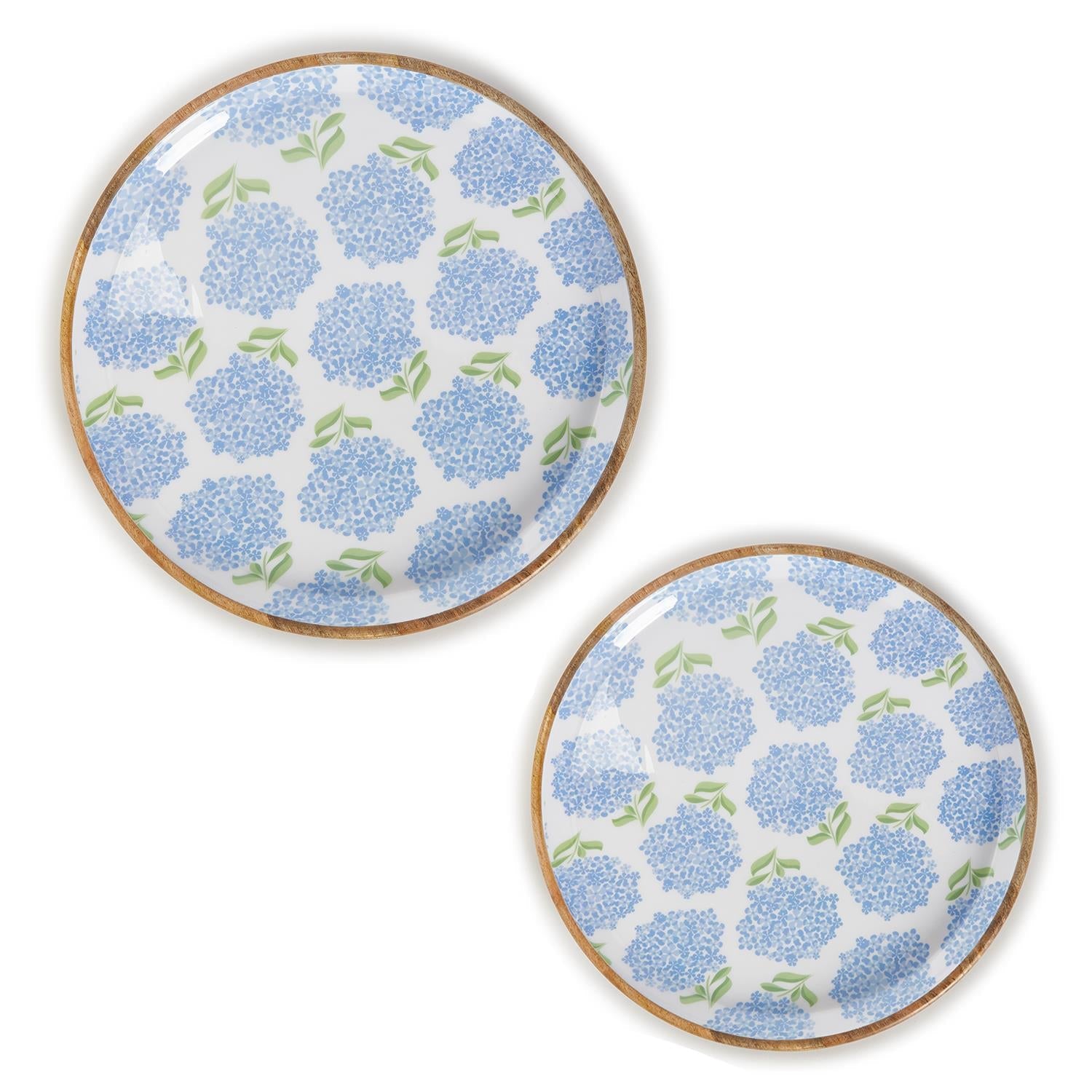 Hand-Crafted Hydrangea Wood Round Tray (Small)