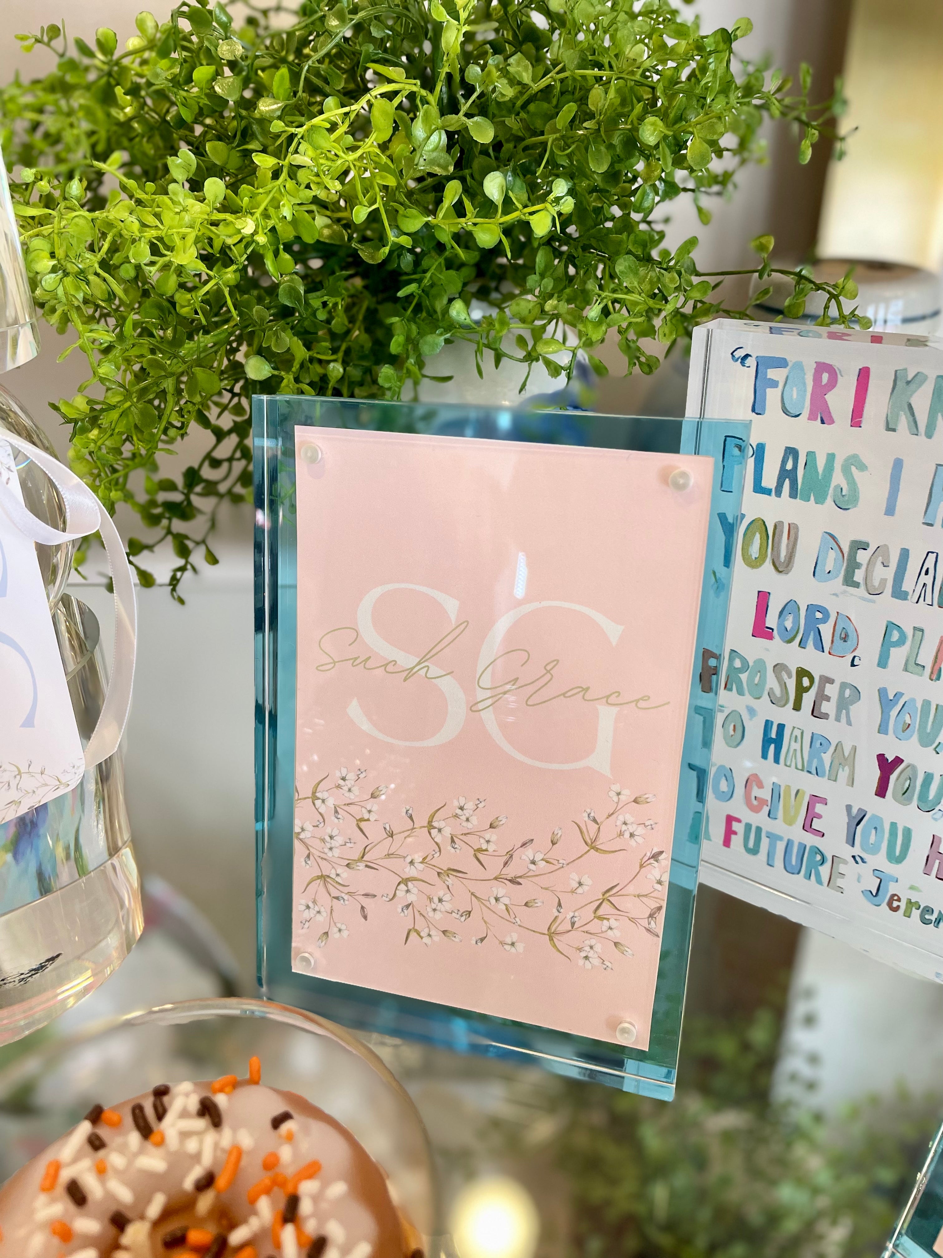 Lucite Frame with Turquoise Background | TIZO