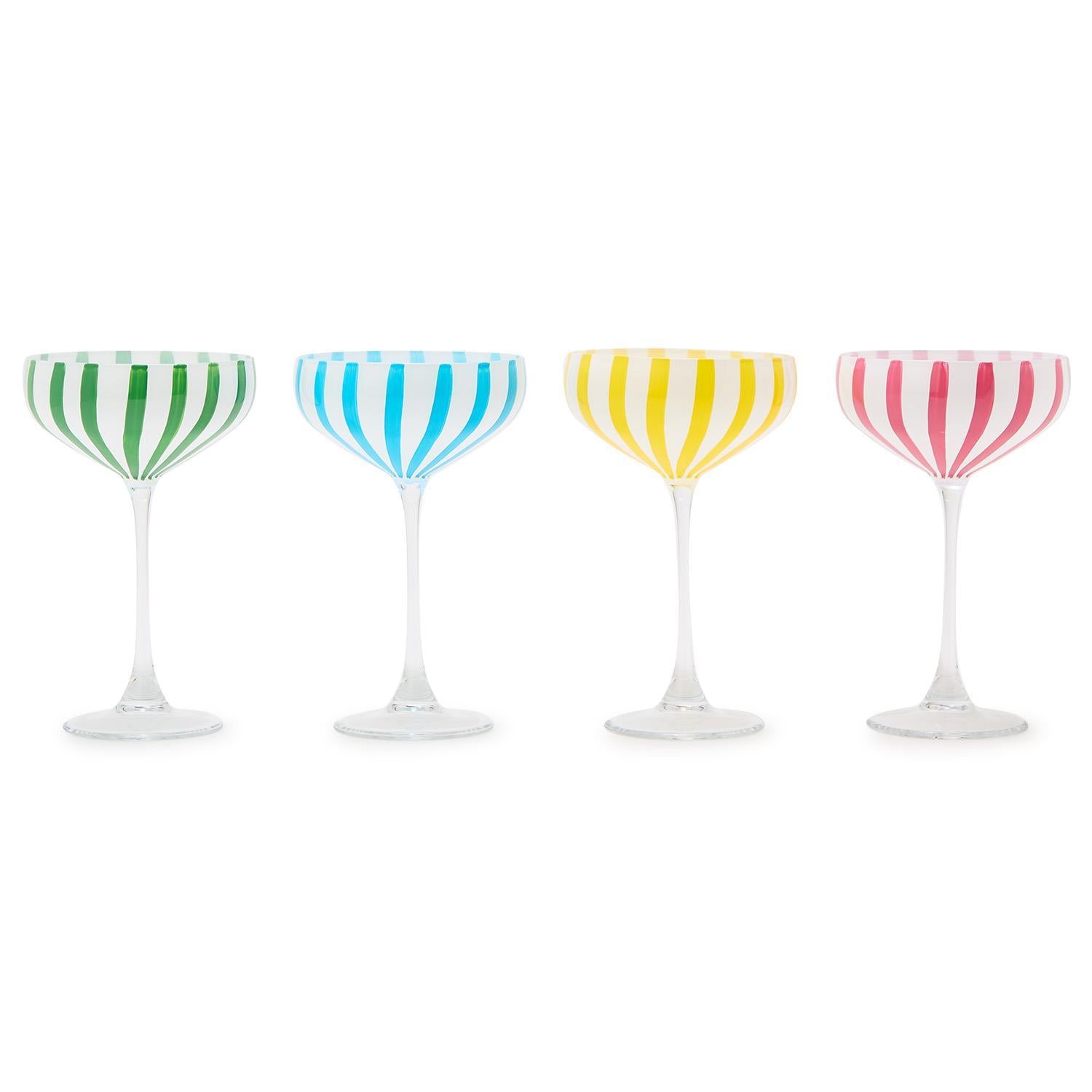 Hand-Painted Stripe Coupe Glass
