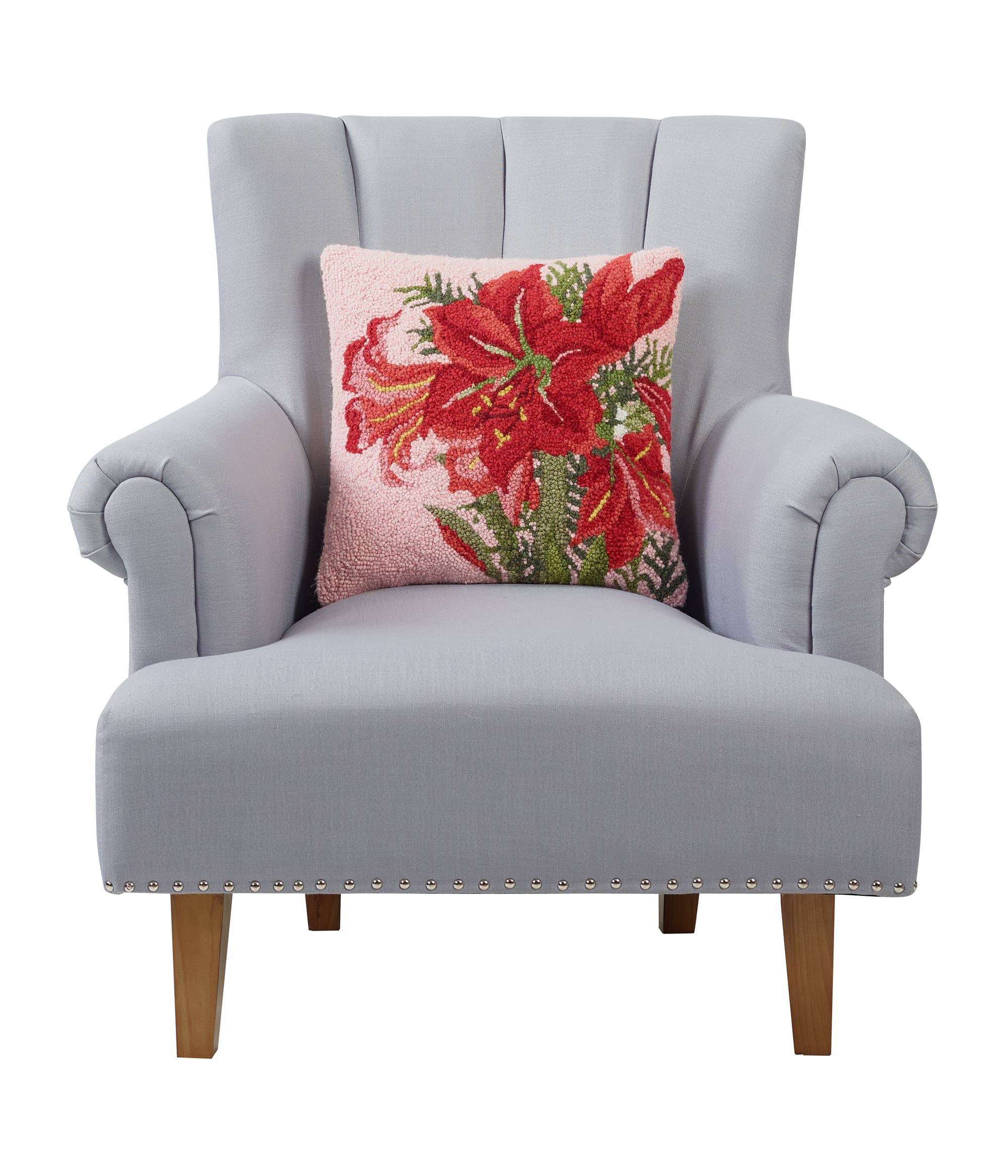 Winter Amaryllis On Pink Hook Pillow