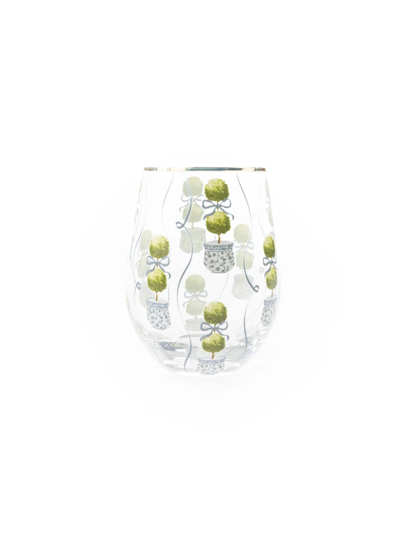 Stemless Wine Glass | Topiary Print