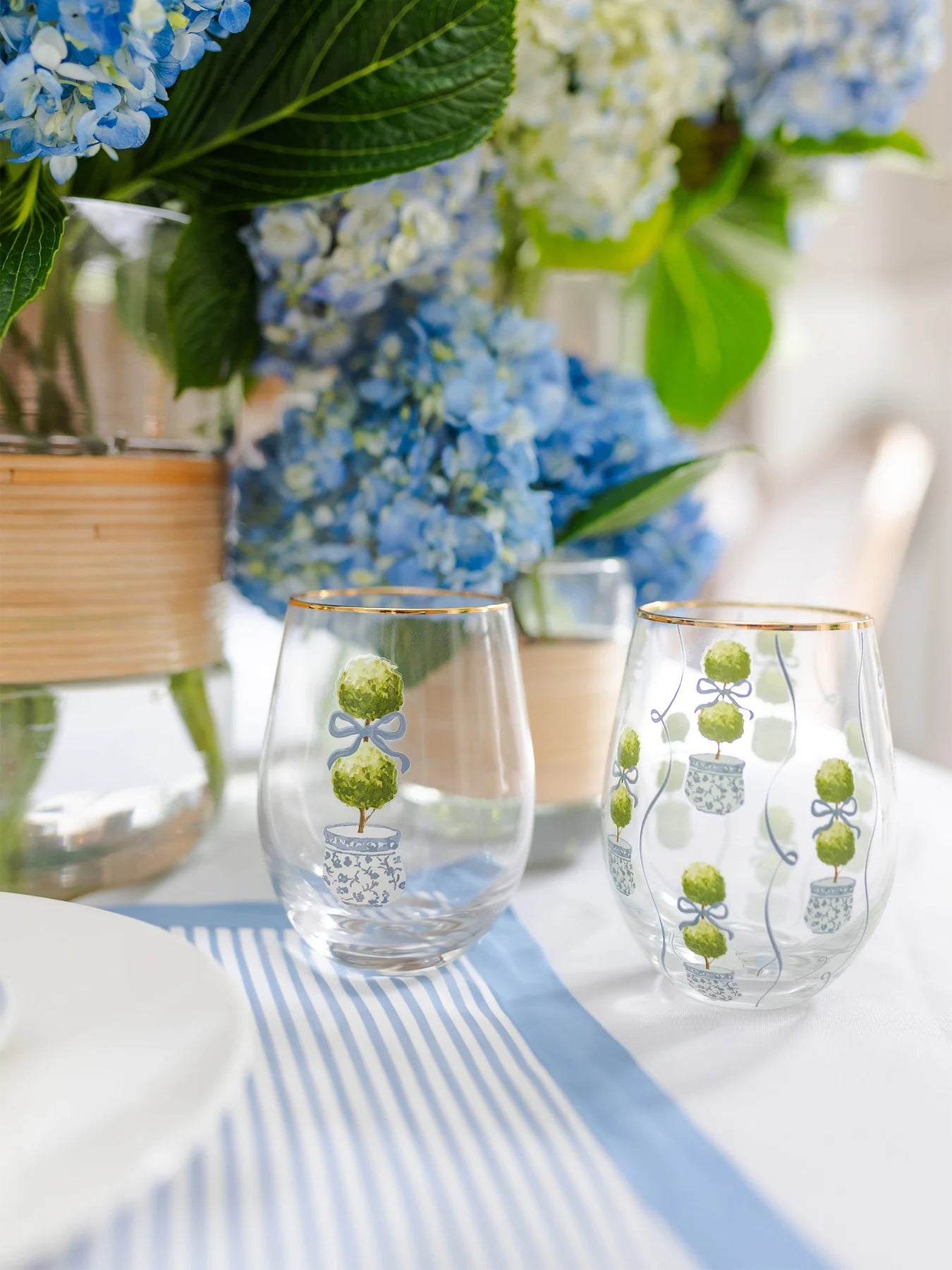 Stemless Wine Glass | Topiary Print