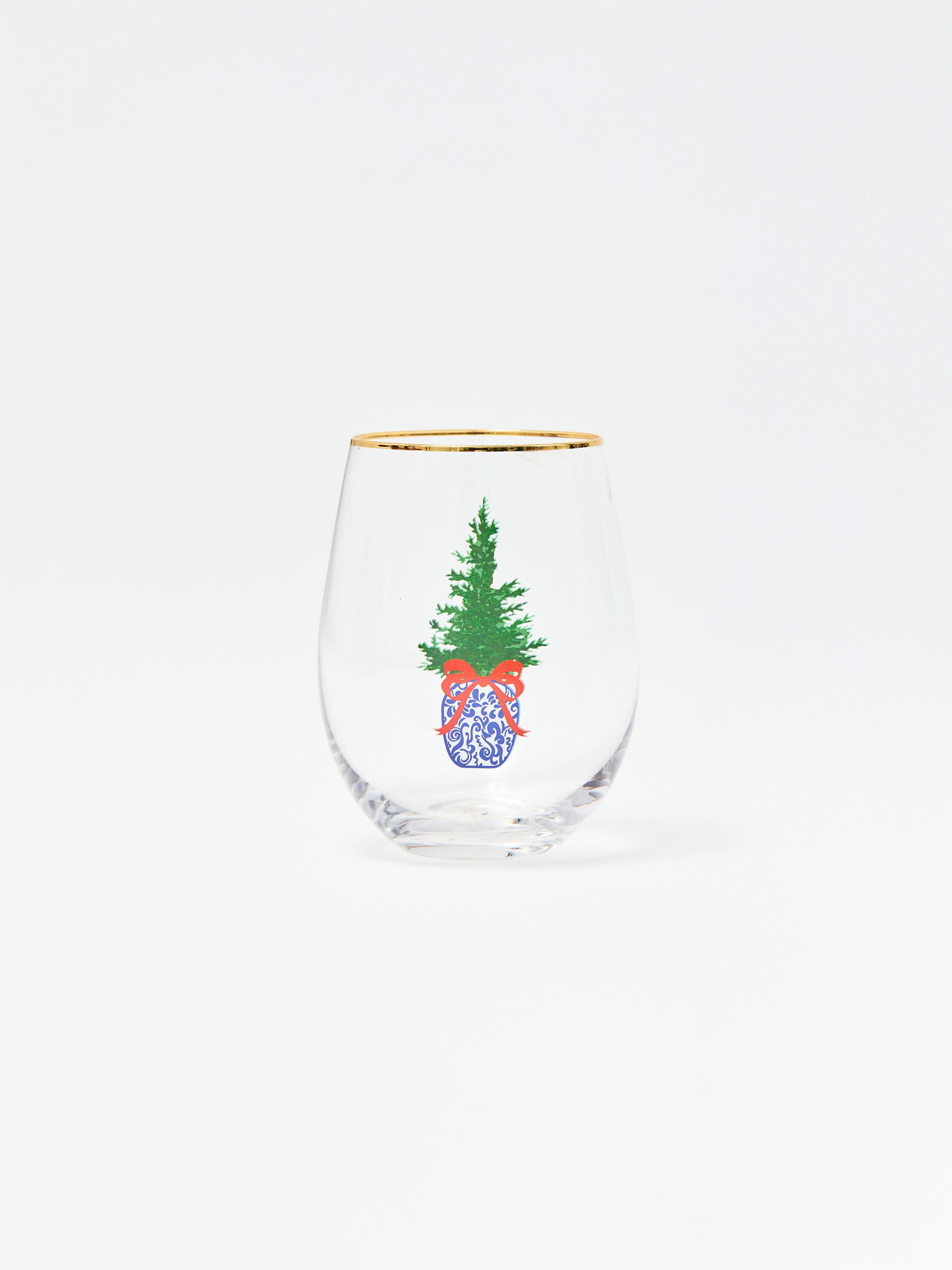 Stemless Wineglass - Chinoiserie Tree | Mary Square