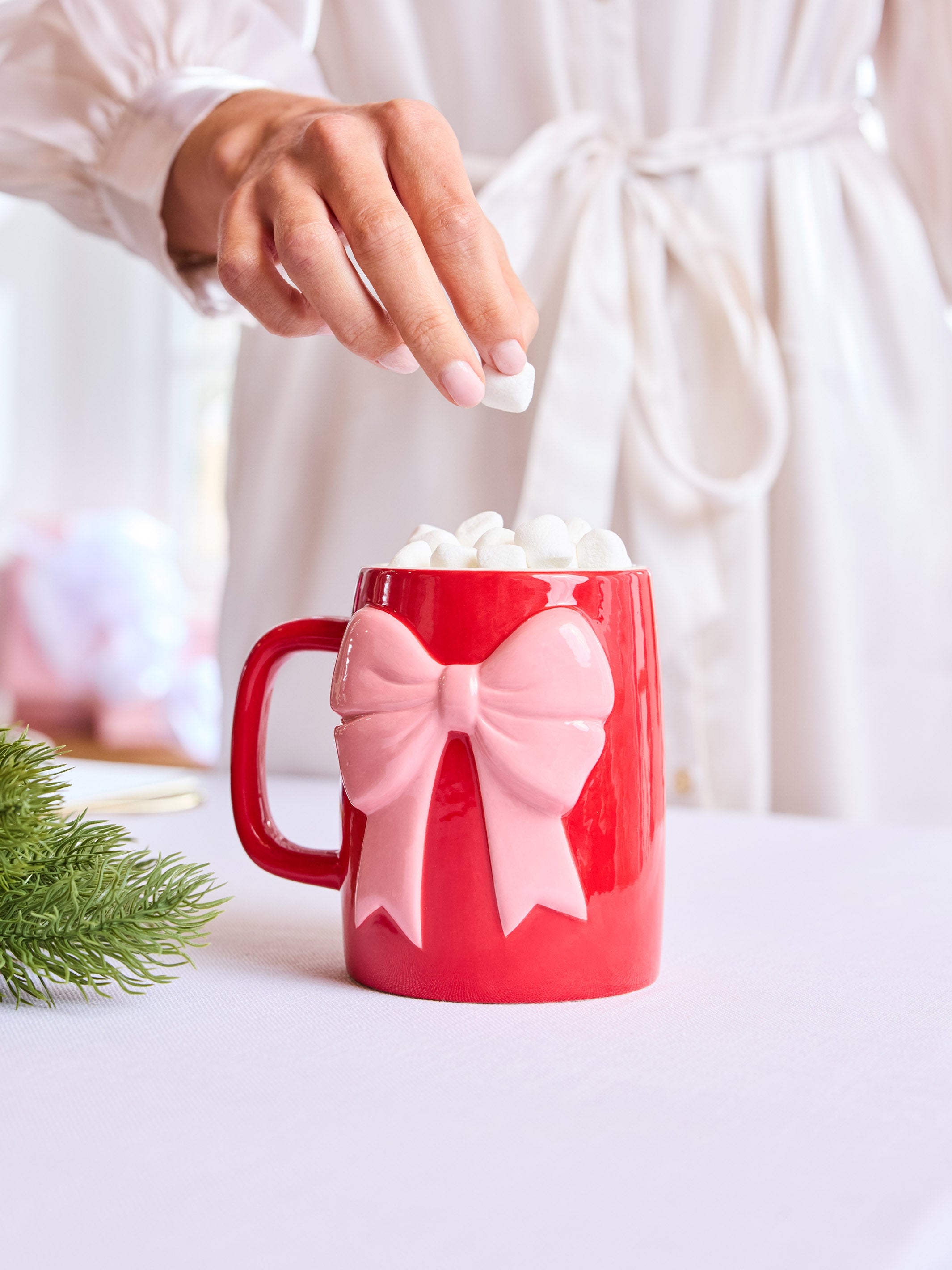 Ceramic Bow Mug - Red & Pink | Mary Square