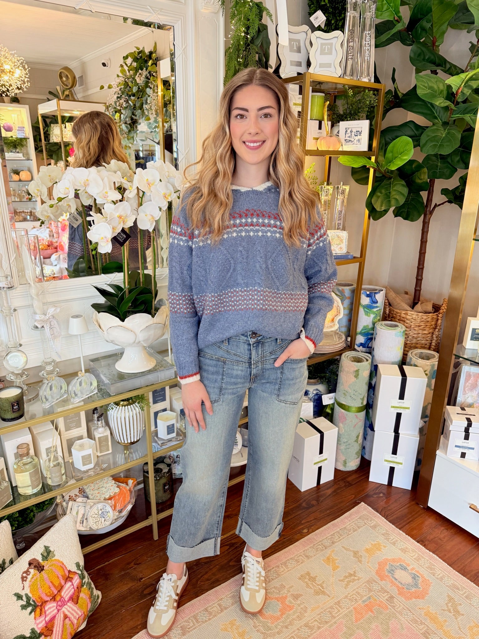 Fair Isle Hooded Knit Sweater