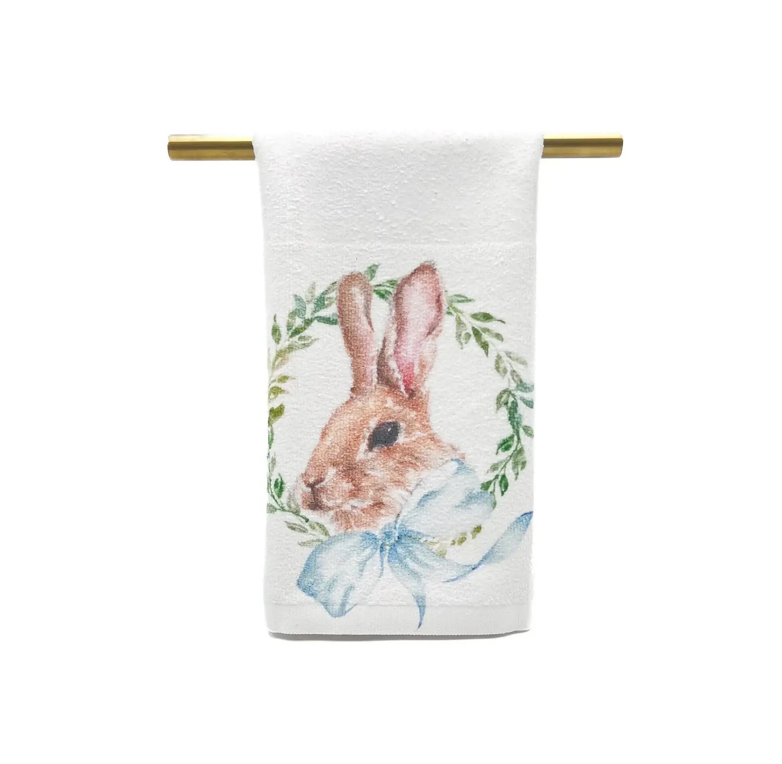Mint Bow Bunny Tea Towel
