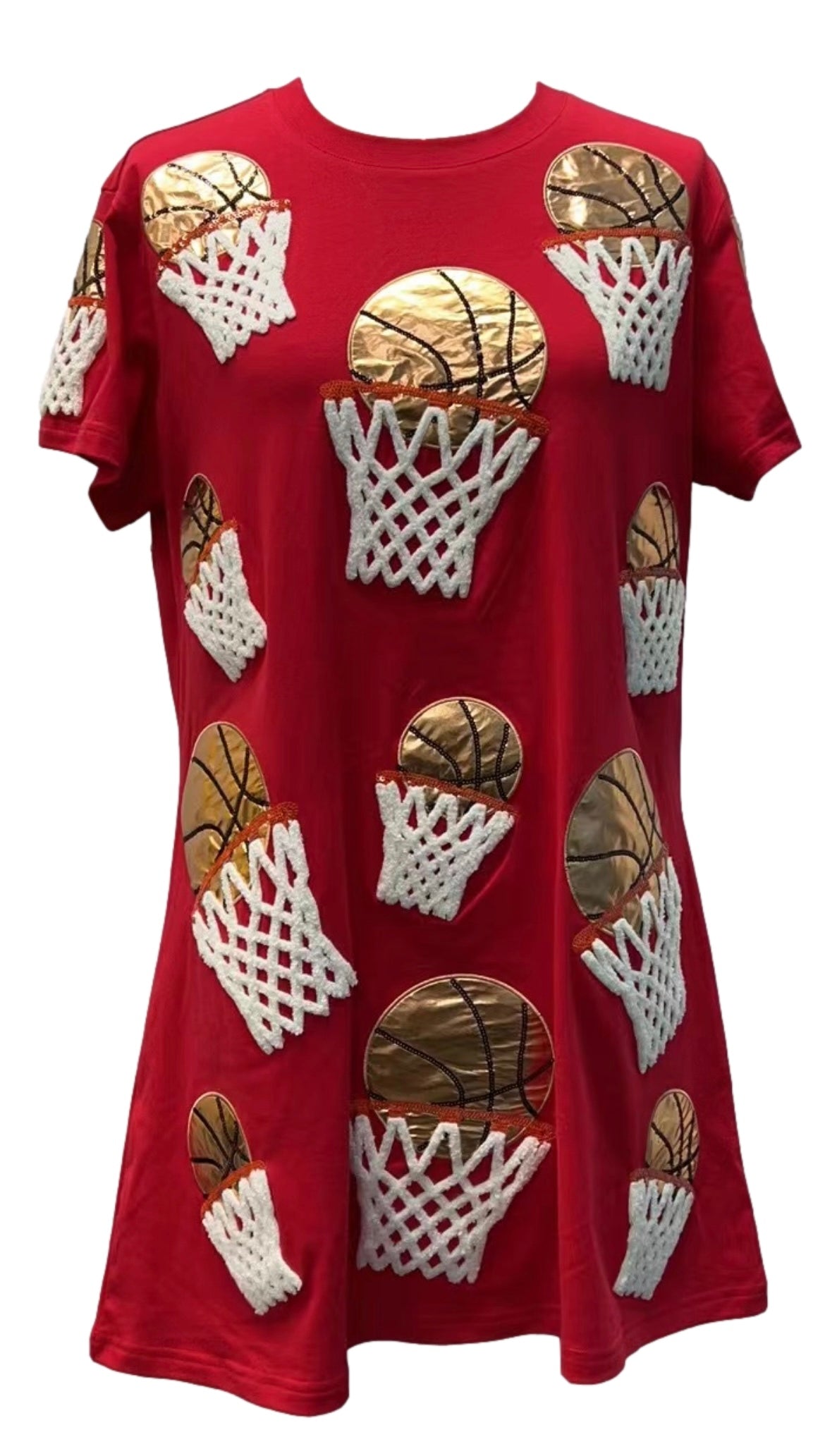 Red Basketball Hoop Tee Dress | Queen of Sparkles