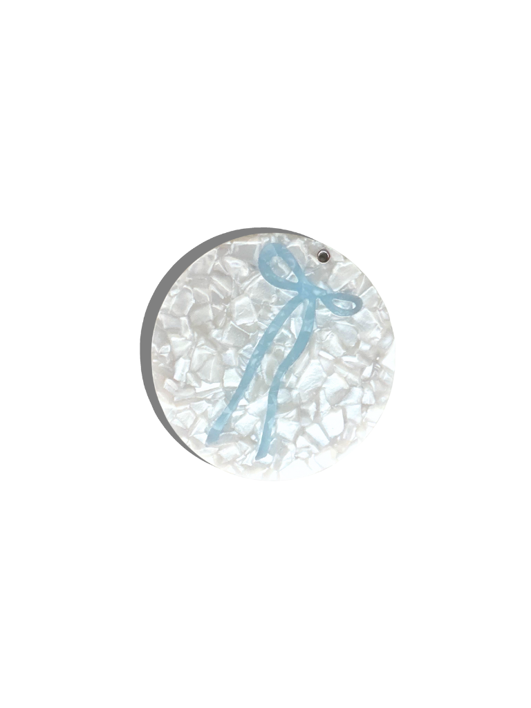 Hand-painted Something Blue Bow Compact Mirror
