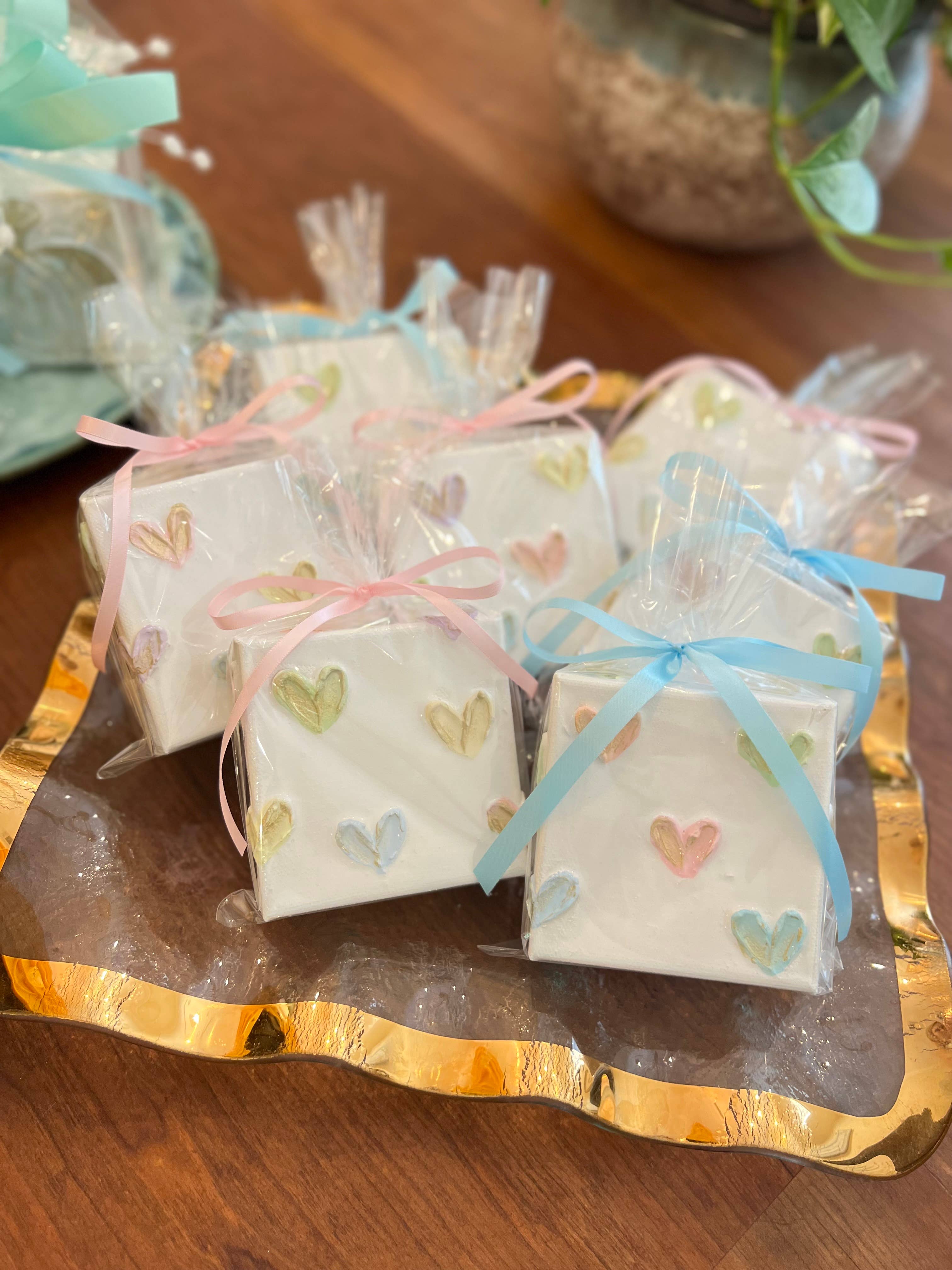 Canvas - 4x4 inch Pastel Polka Dot Hearts | Happies By AMS