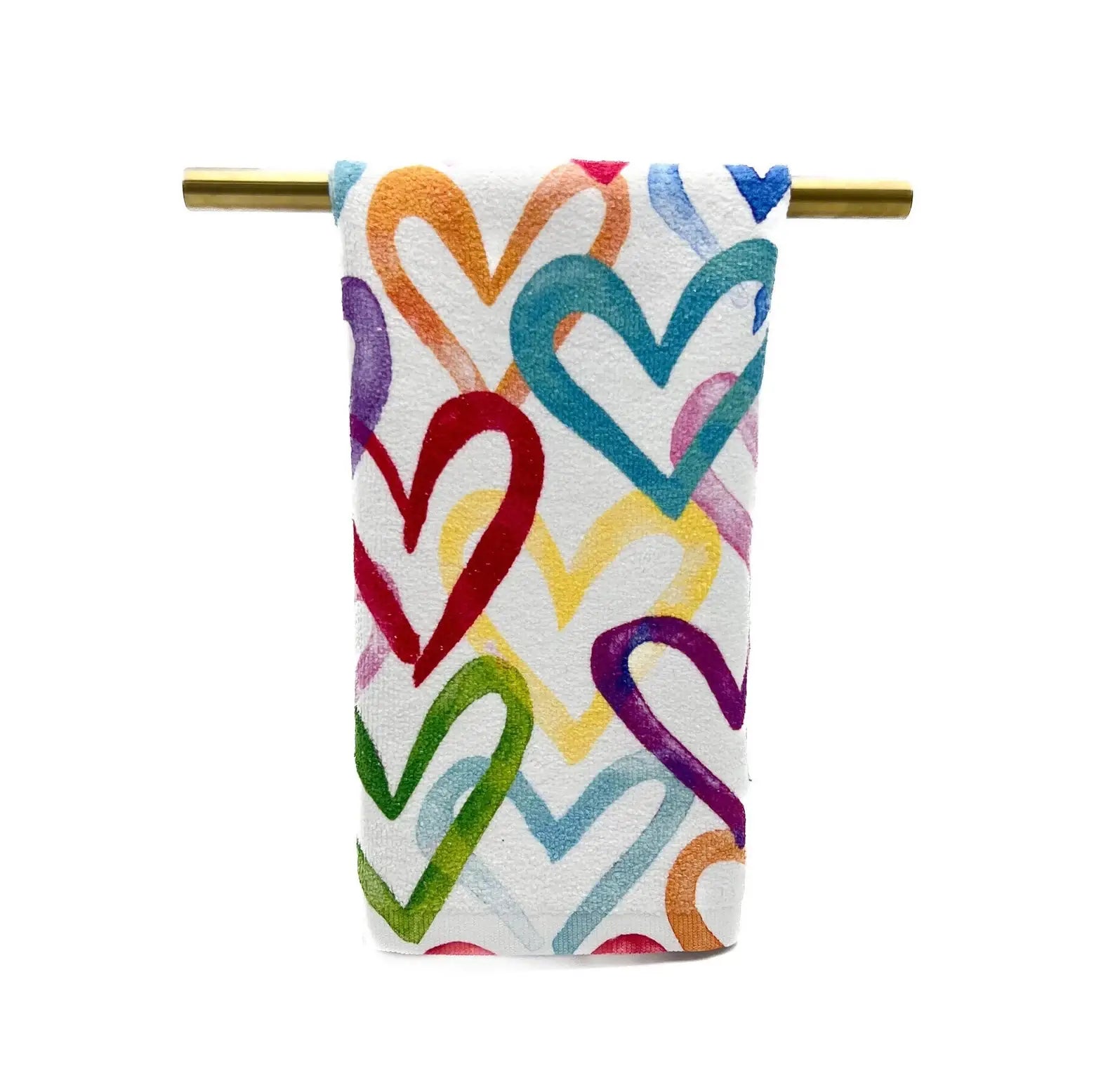 Colorful Confetti Hearts Tea Towel