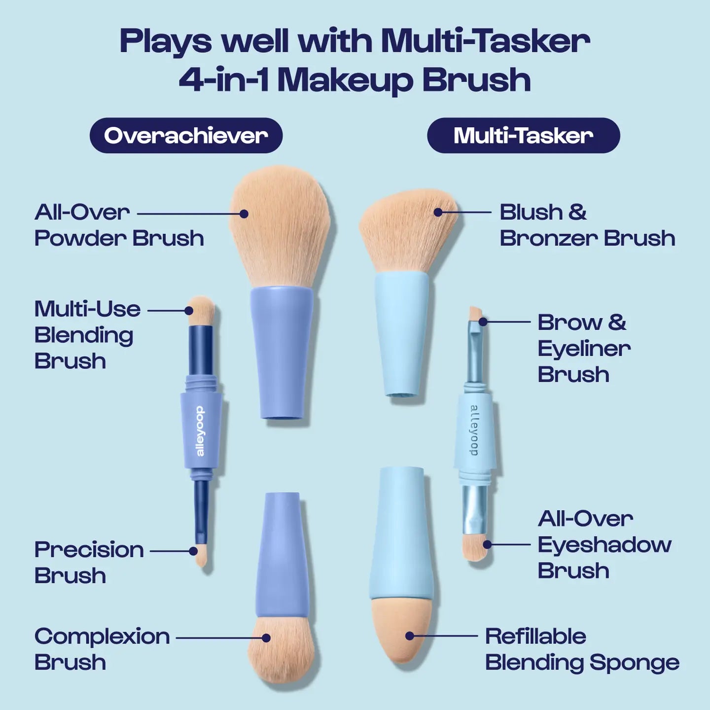 Multi-Tasker & Overachiever 4 in 1 Makeup Brushes