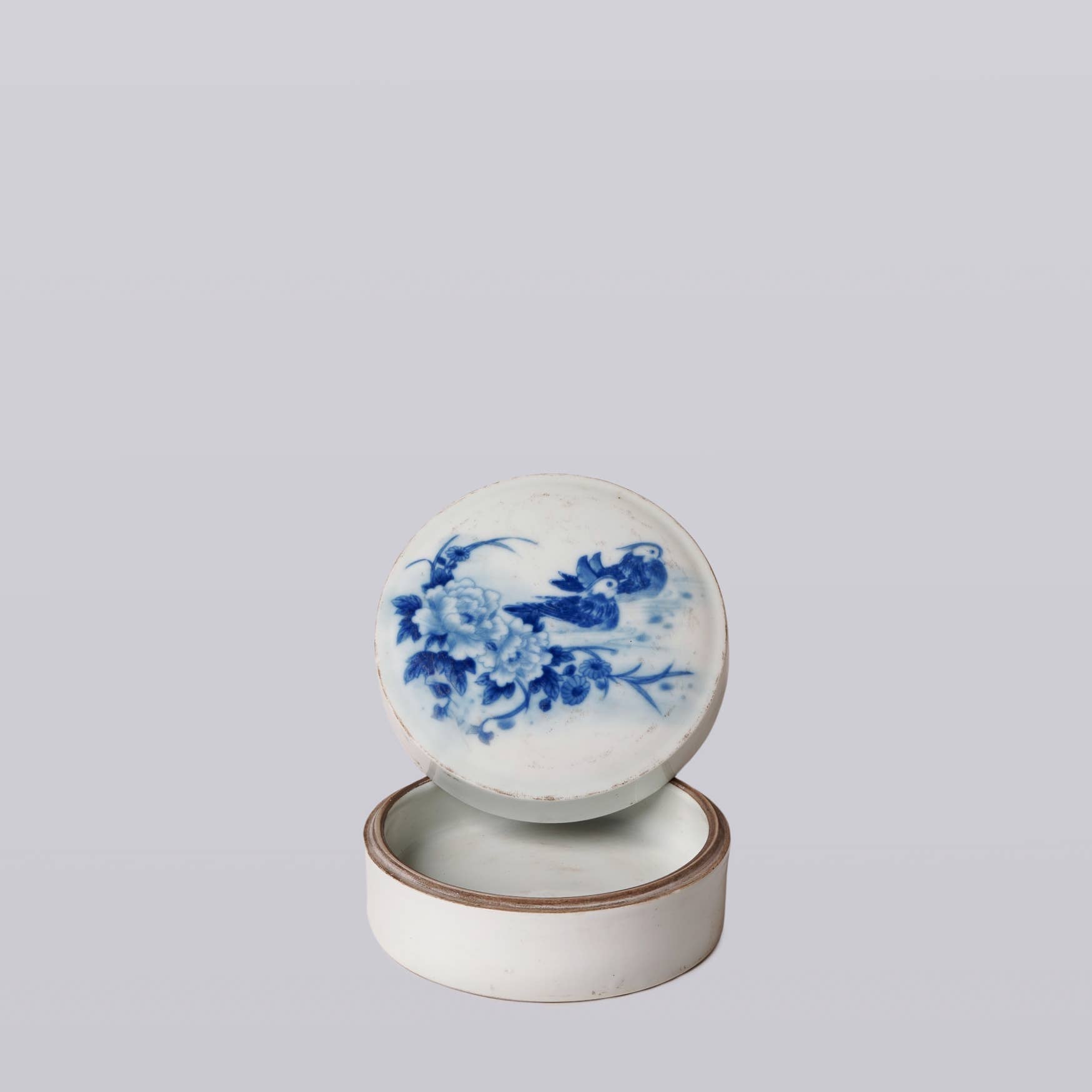 Blue and White Porcelain Mandarin Ducks Ink Box