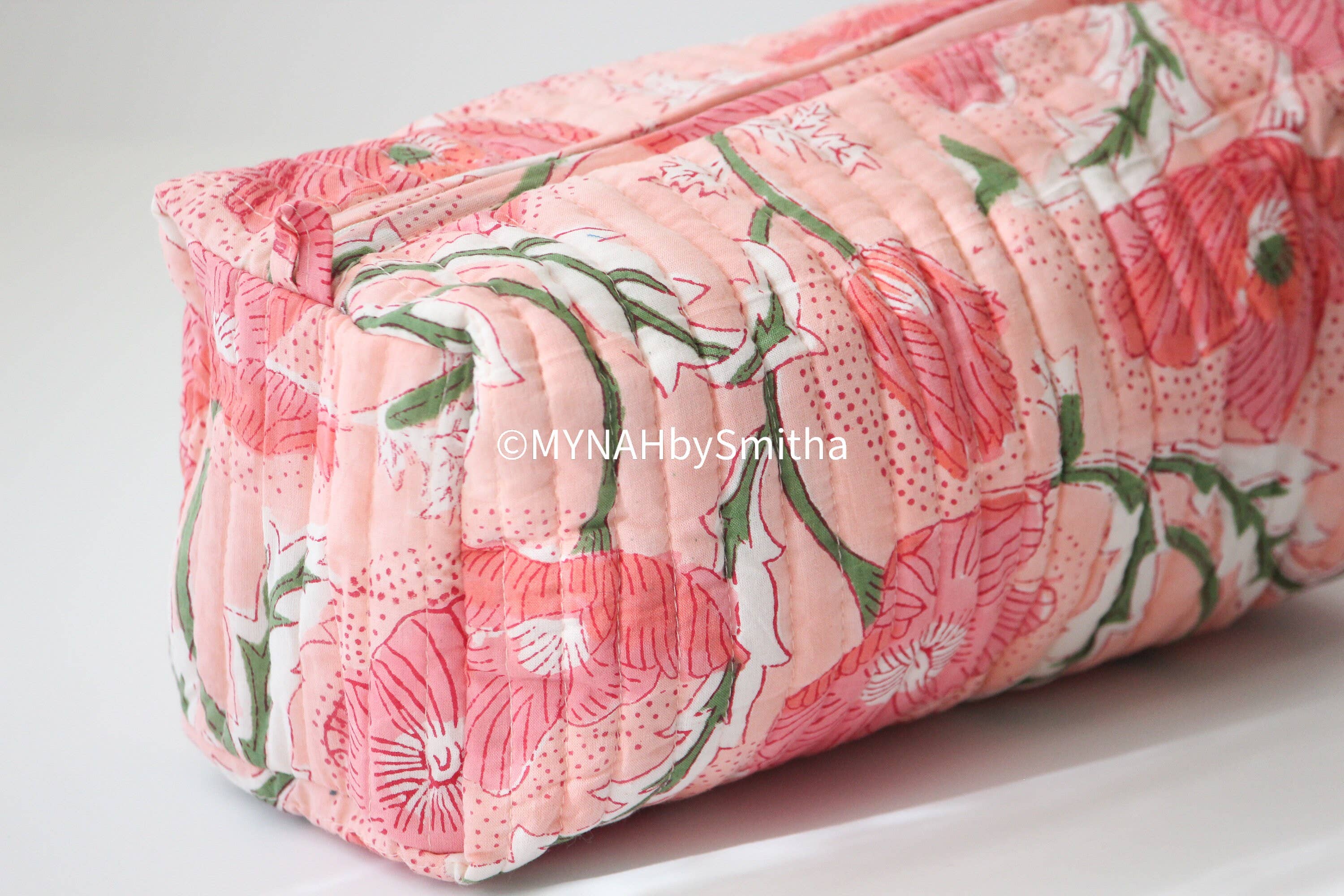 Peach Poppies Makeup Bag