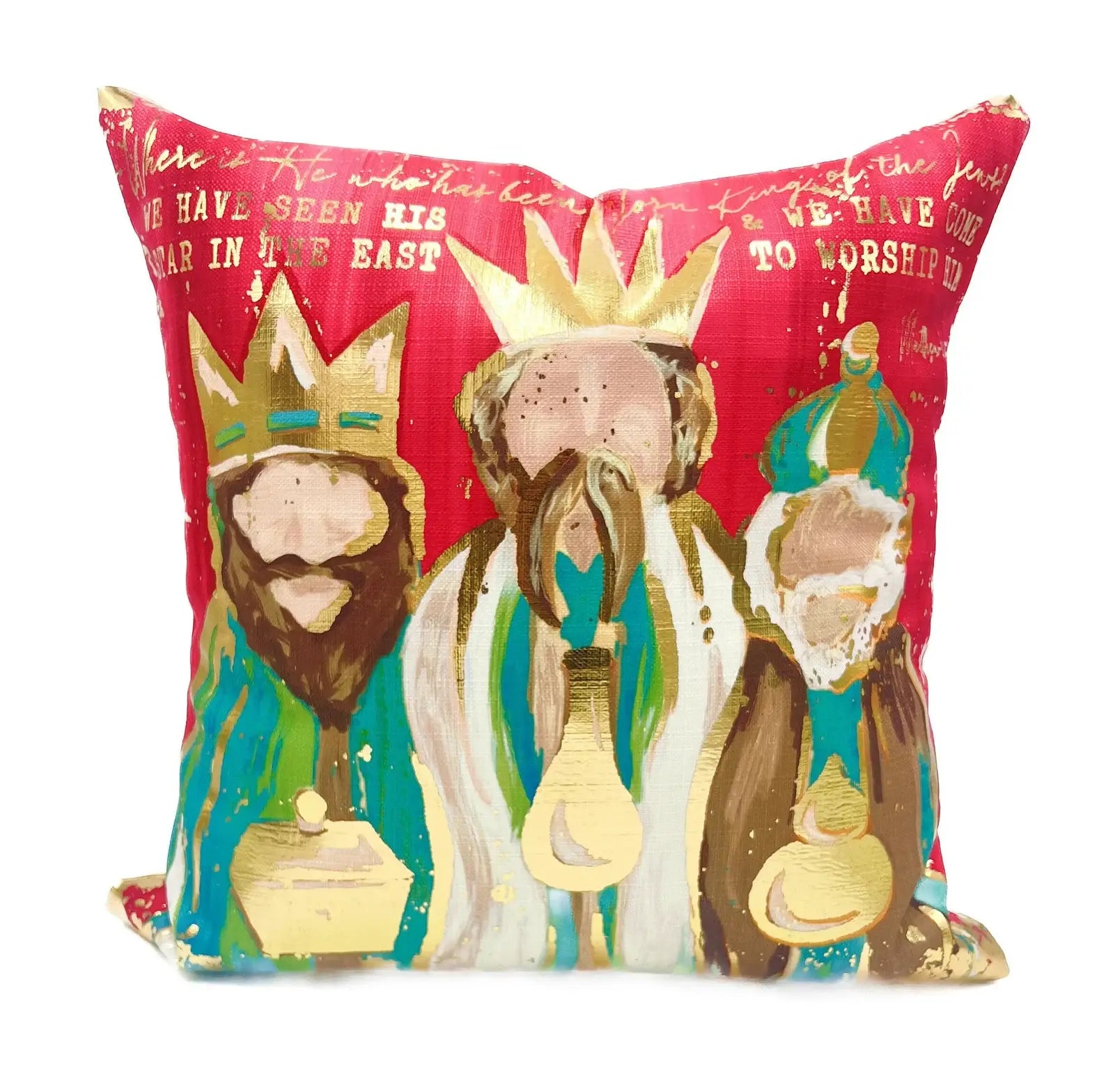 Colorful Golden 3 Kings Velvet Pillow